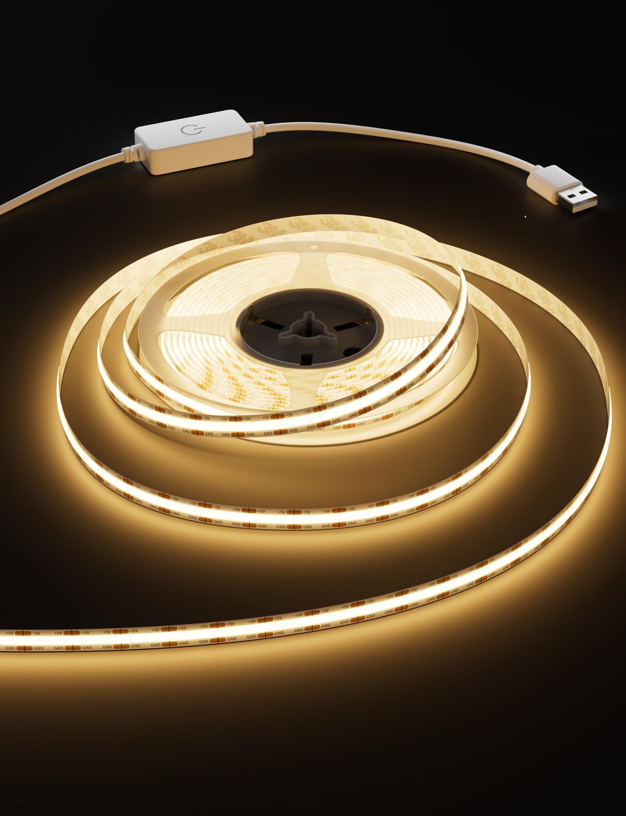 LED Strip Lights USB 5V,Super Bright COB LED Strip Light 2700K Warm White wit...