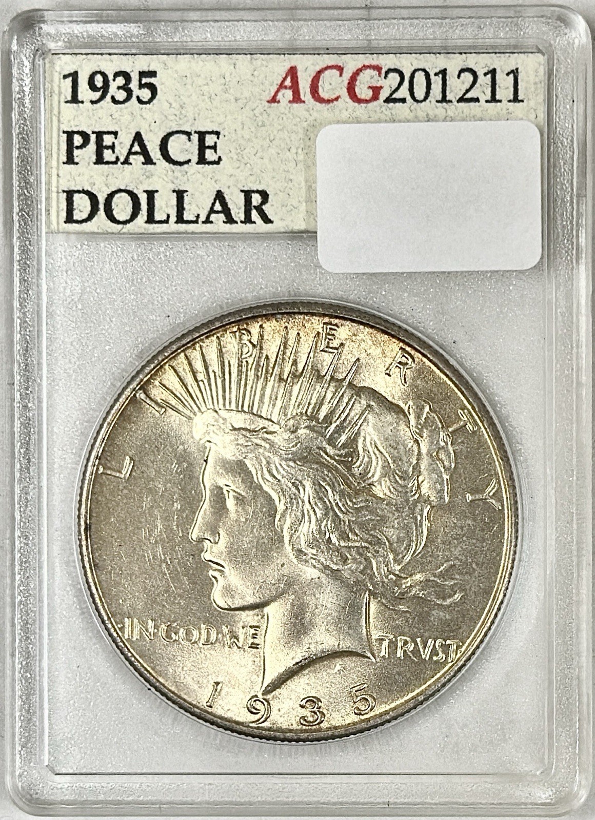1935 PEACE SILVER DOLLAR UNCIRCULATED ACCUGRADE