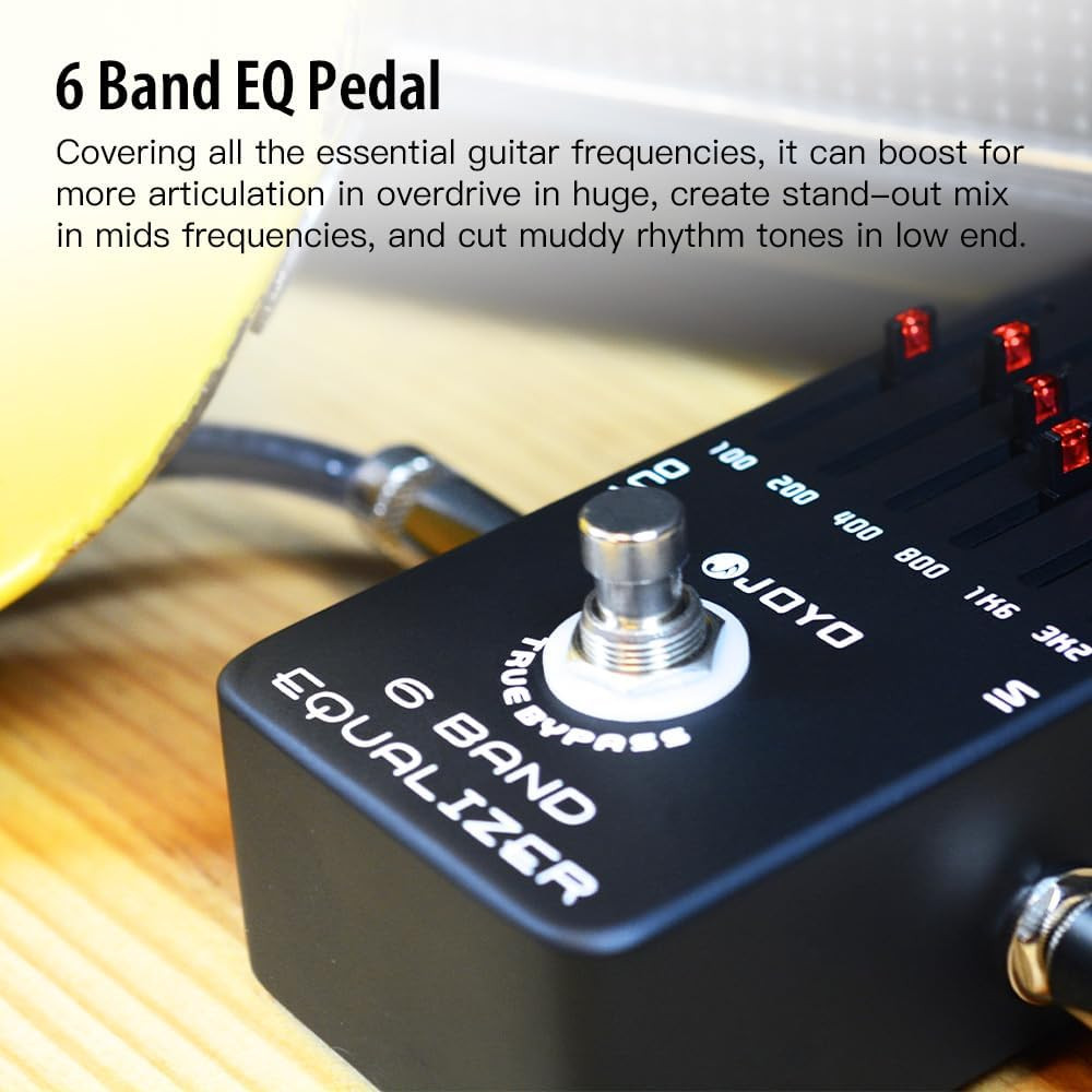 6-Band EQ Pedal Electric Guitar Equalizer (100Hz 200Hz 400Hz 800Hz 1.6Khz 3.2Khz