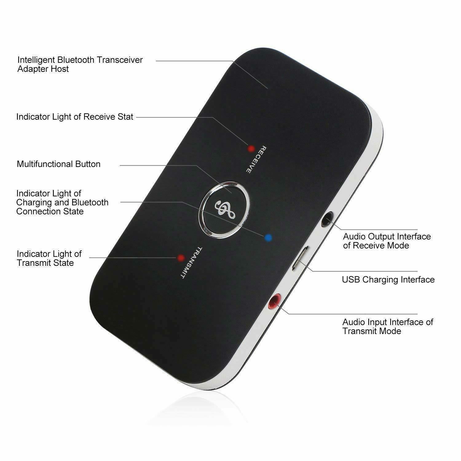 Bluetooth V4 Transmitter & Receiver Wireless A2DP Audio 3.5mm Aux Adapter Hub A6