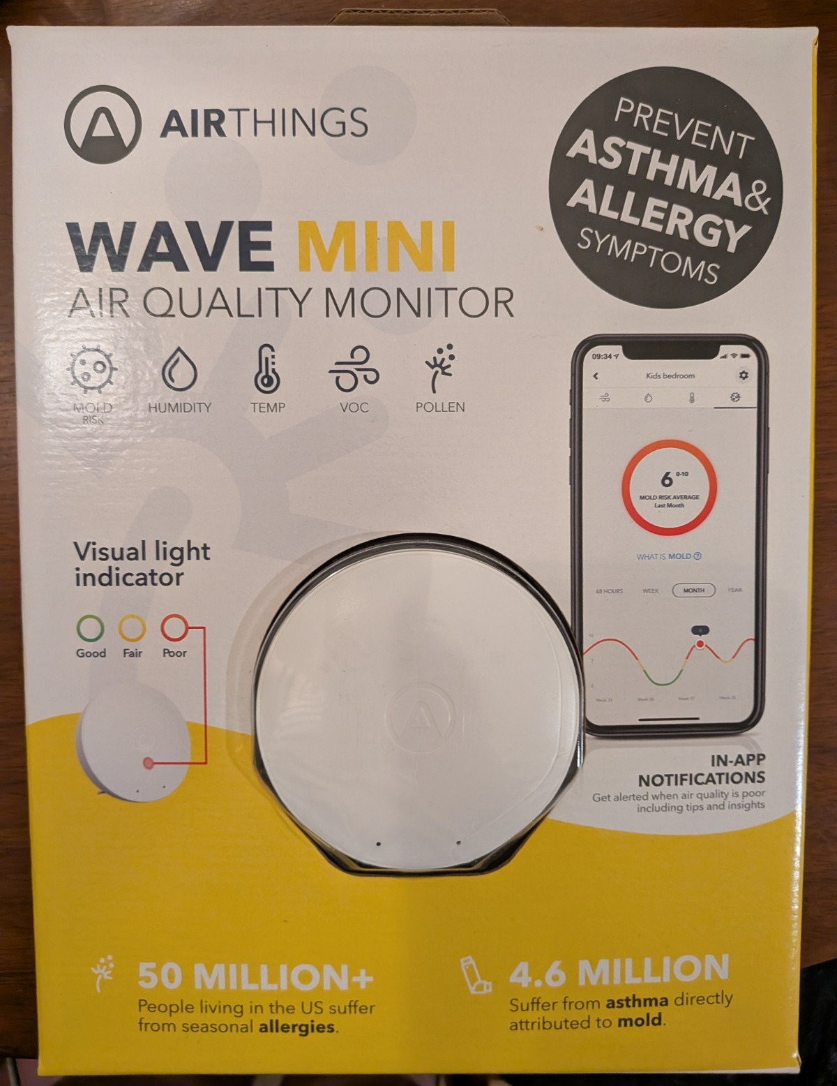 Airthings Wave Mini Smart Indoor Quality Monitor, NIBModel 2928