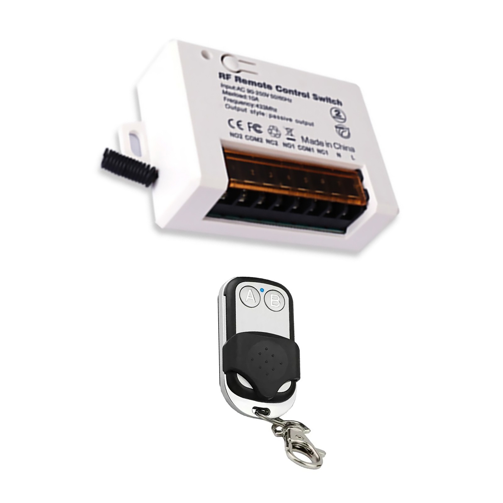 220V 2Ch 110V Relay Receiver Wireless Remote Control Switch for Garage/Gate