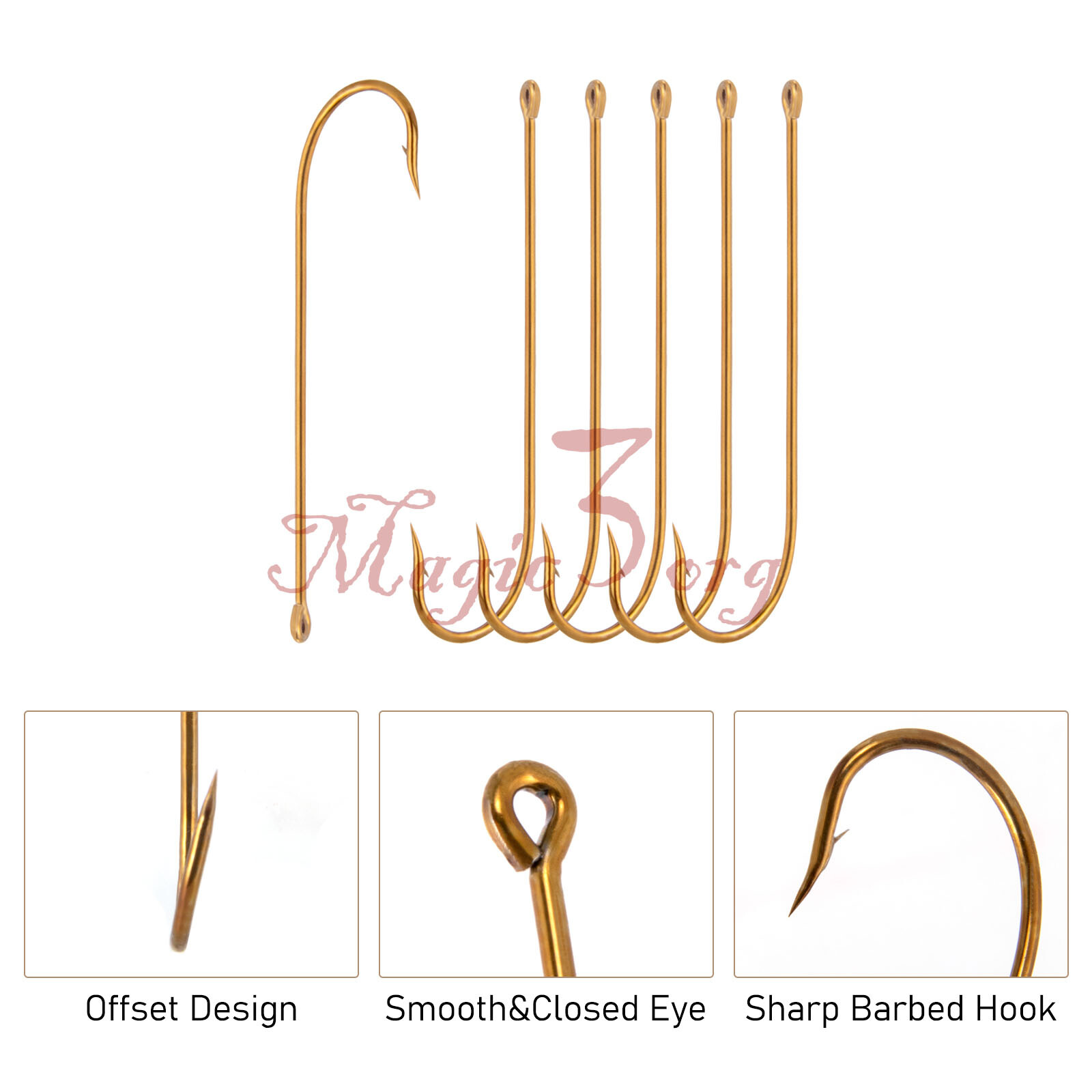 50/100pcs Aberdeen Light Wire Fishing Hooks Extra Long Shank Hooks Size#12-6/0