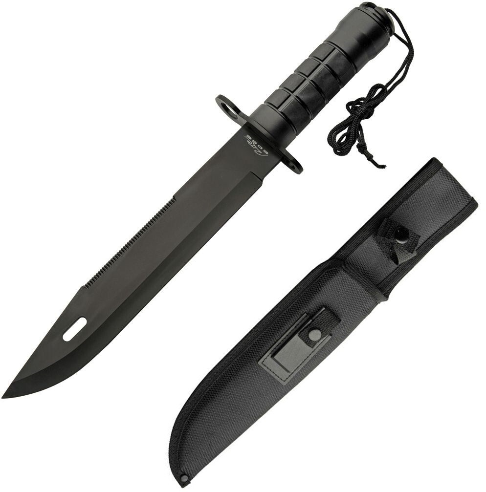 Rite Edge Plateau Fixed Knife 10.6" 420 Steel Sawback Blade Black Rubber Handle