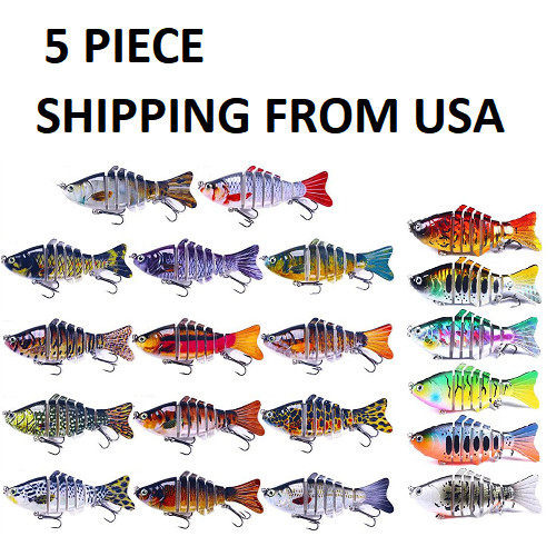 5PCS Lifelike Eyes 6 Segment Bionic Bait Treble Hooks Crucian Carp Fishing Lure