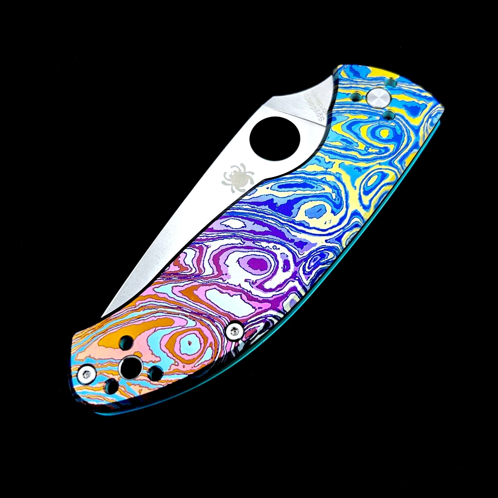 Spyderco Tenacious Knife C122TIBLP Satin Plain Edge Blade Timasses Ano Titanium