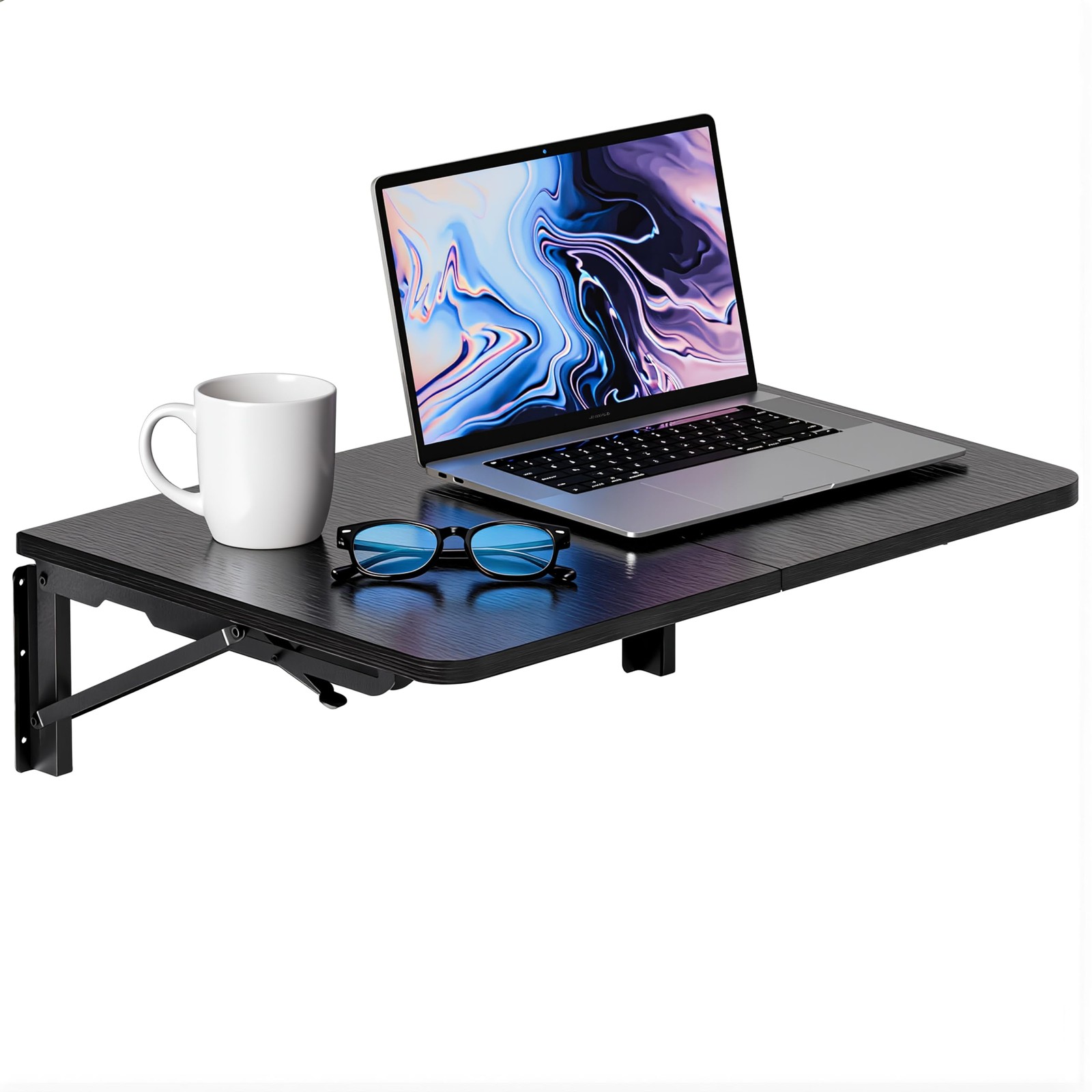 Floating Nightstand Shelf, Wall Folding Table Bedside Shelf for Small Space B...