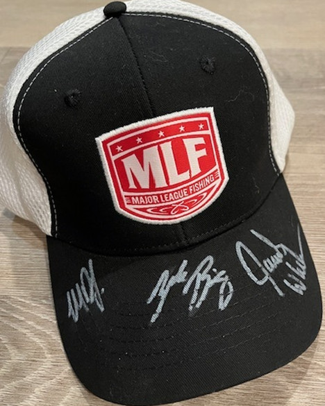 Major League Fishing (MLF) hat hand-signed by three professional MLF anglers