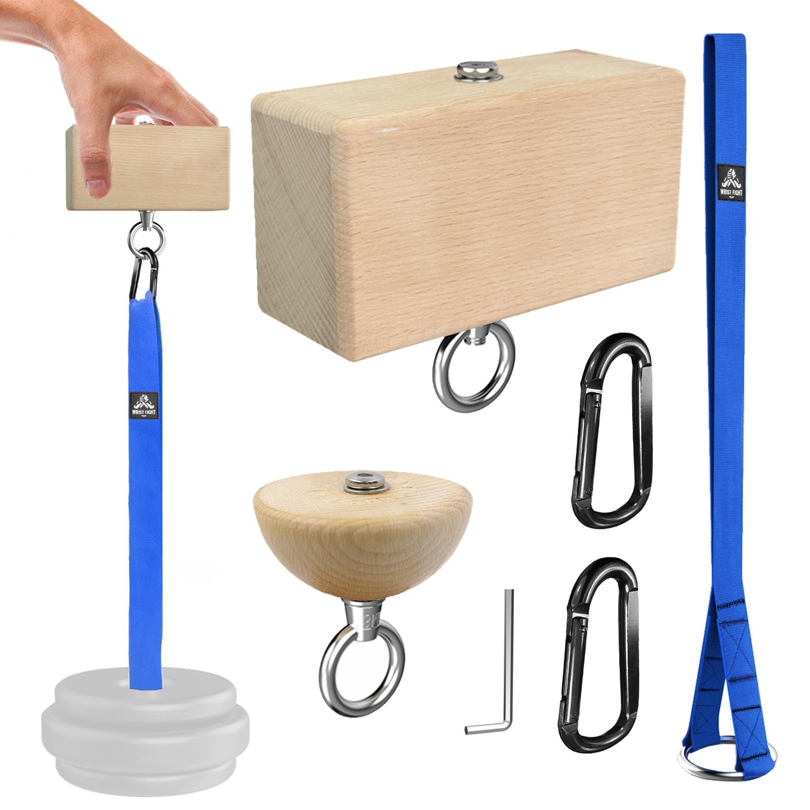 Pinch Grip Strength Trainer Set – Beech Wood Rectangle Block & Dual-Use Half ...