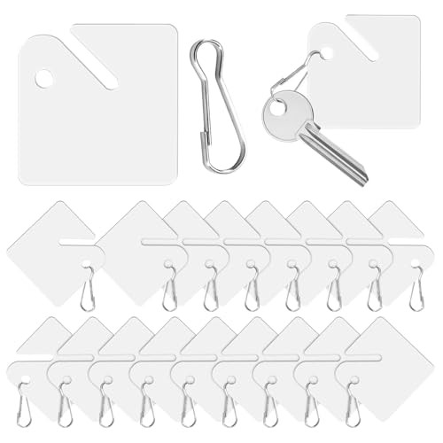 100 Pcs Key Tags with Metal Snap Hooks, Plastic Hanging Tags for Slotted Key
