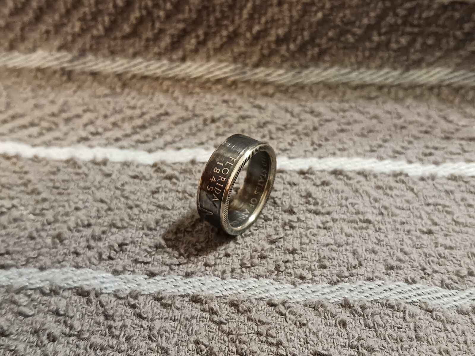 FLORIDA  State 90% Silver Proof  Washington Quarters coin ring  6 -1/2   2004