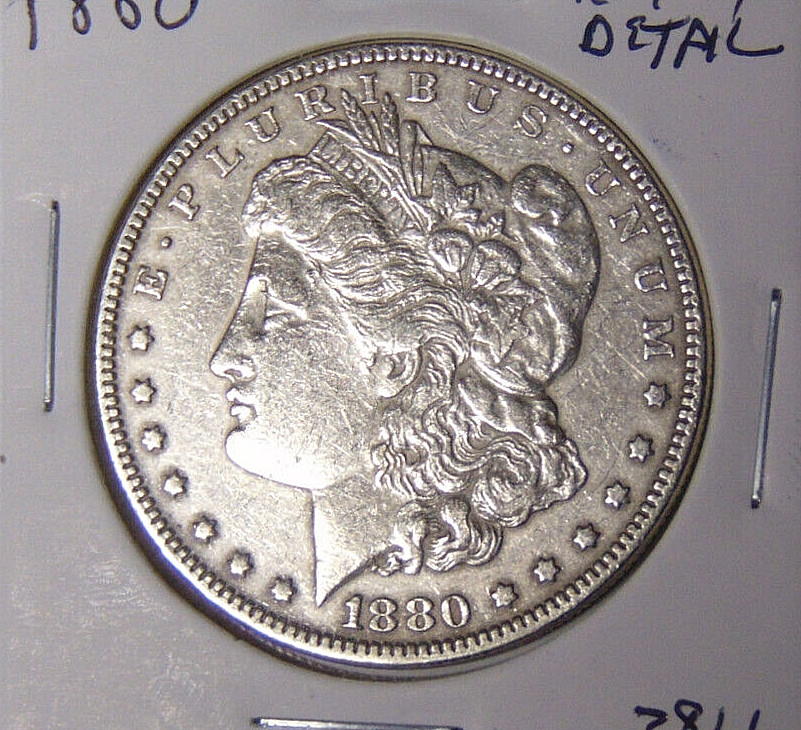 1880-P Morgan Silver Dollar XF/AU Cleaned Philadelphia Mint (8524)