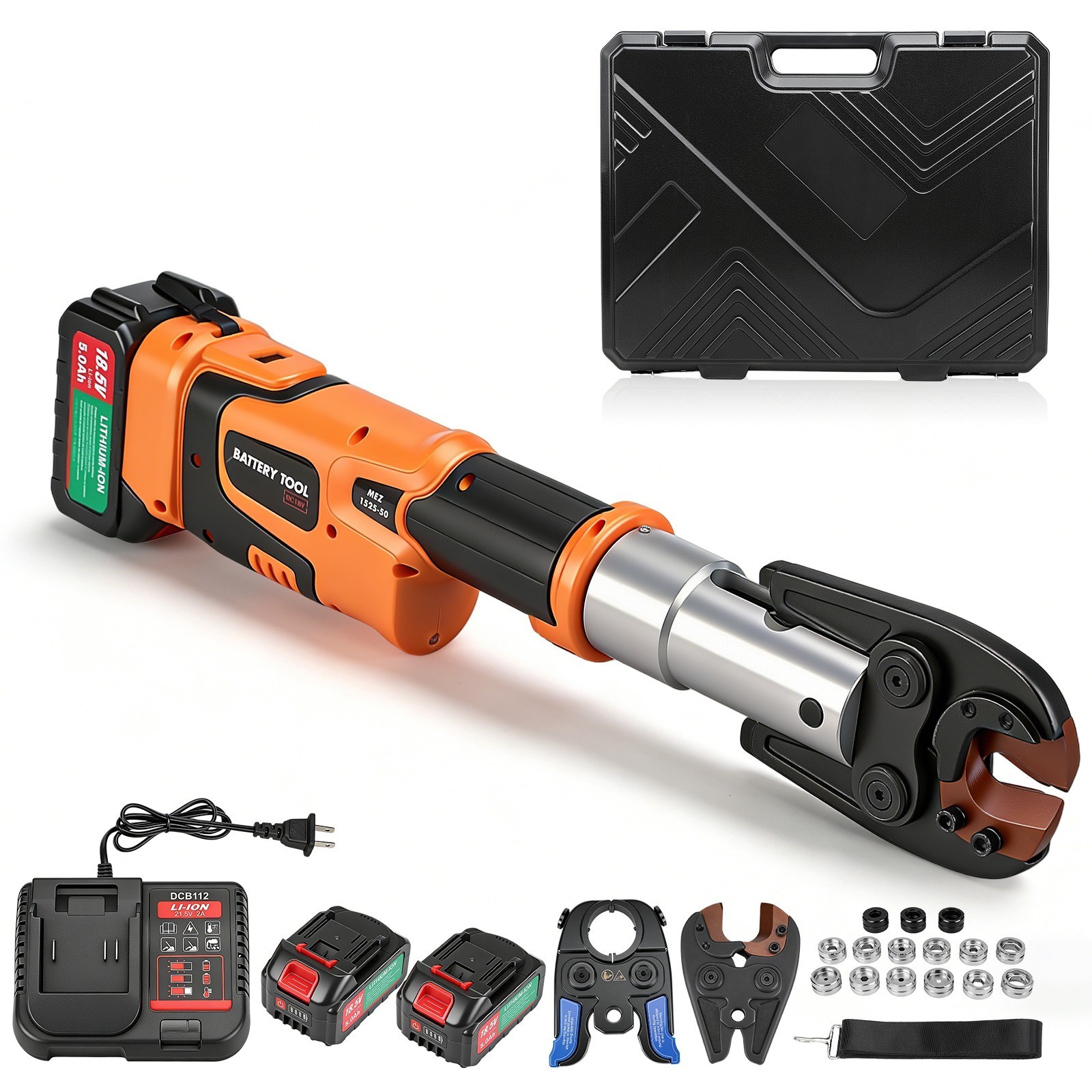 Pro Press Tool Pipe Crimping Kit Press Tool Battery Kits Fit 1/2" 3/4" 1" Copper