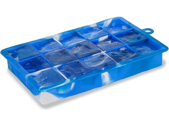 Host Ice Cube Tray with Lid Blue Marble 1.25-inch Cubes