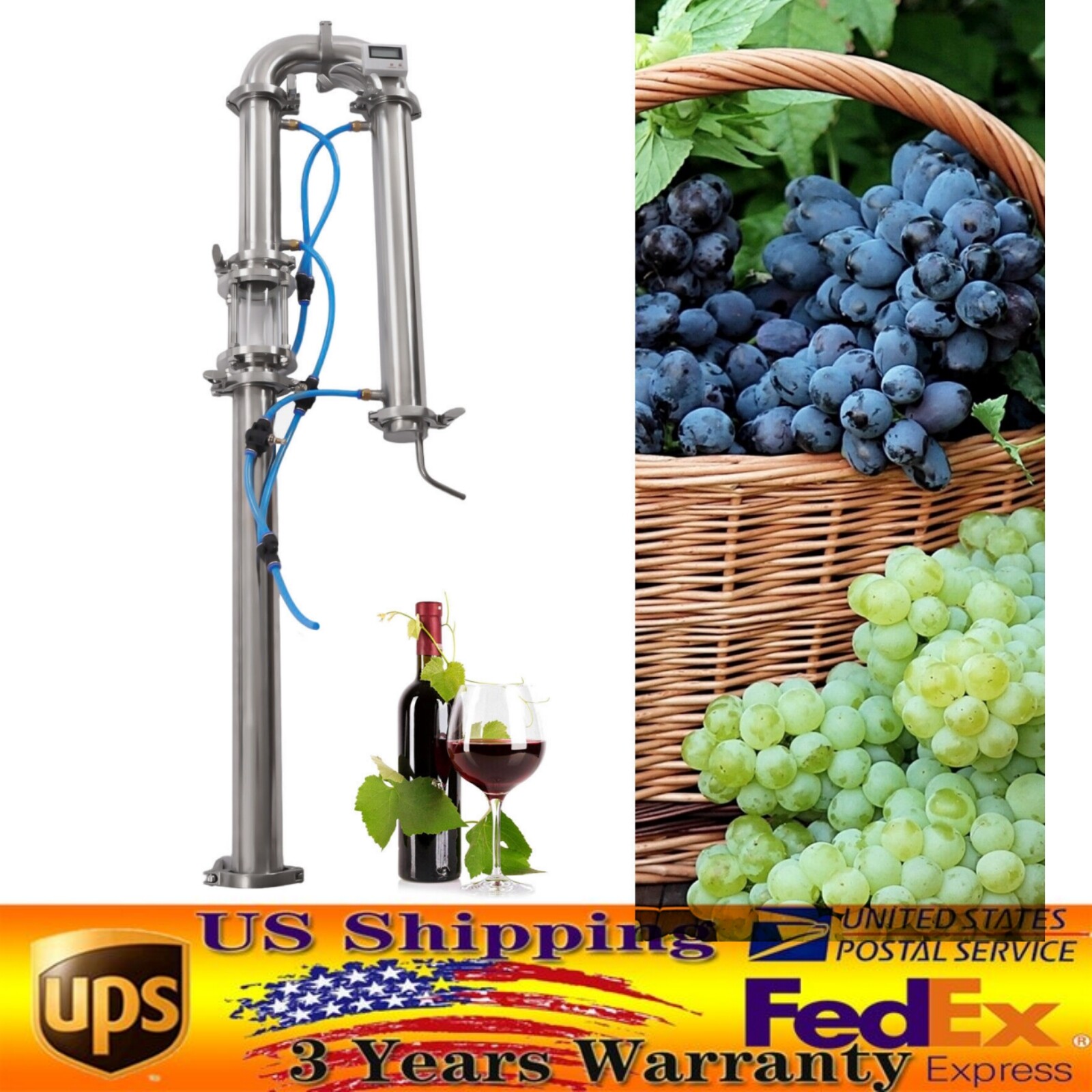 2" inch Stainless Still Moonshine Reflux Distilling Column Brew Wine Making Tool