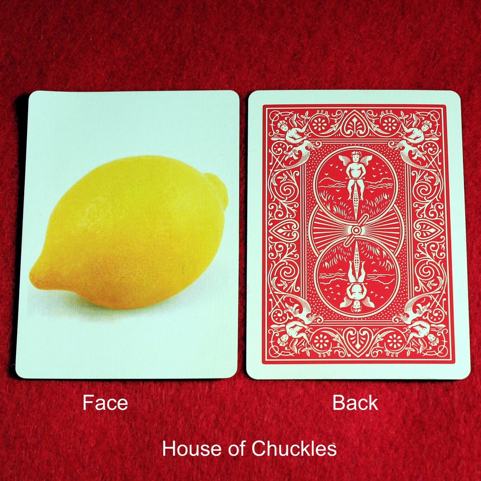 Lemon - Picture, Bicycle Printed Gaff Card, Red