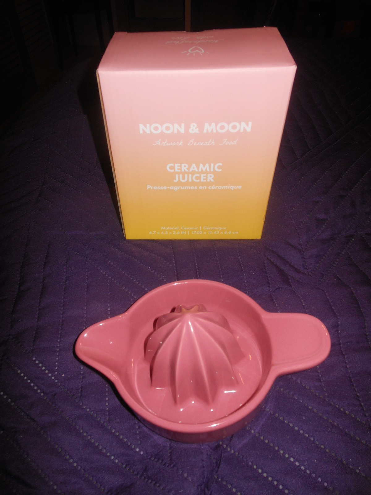 NOON & MOON CERAMIC JUICER ROSE PINK GLAZE HAND JUICER NEW IN BOX