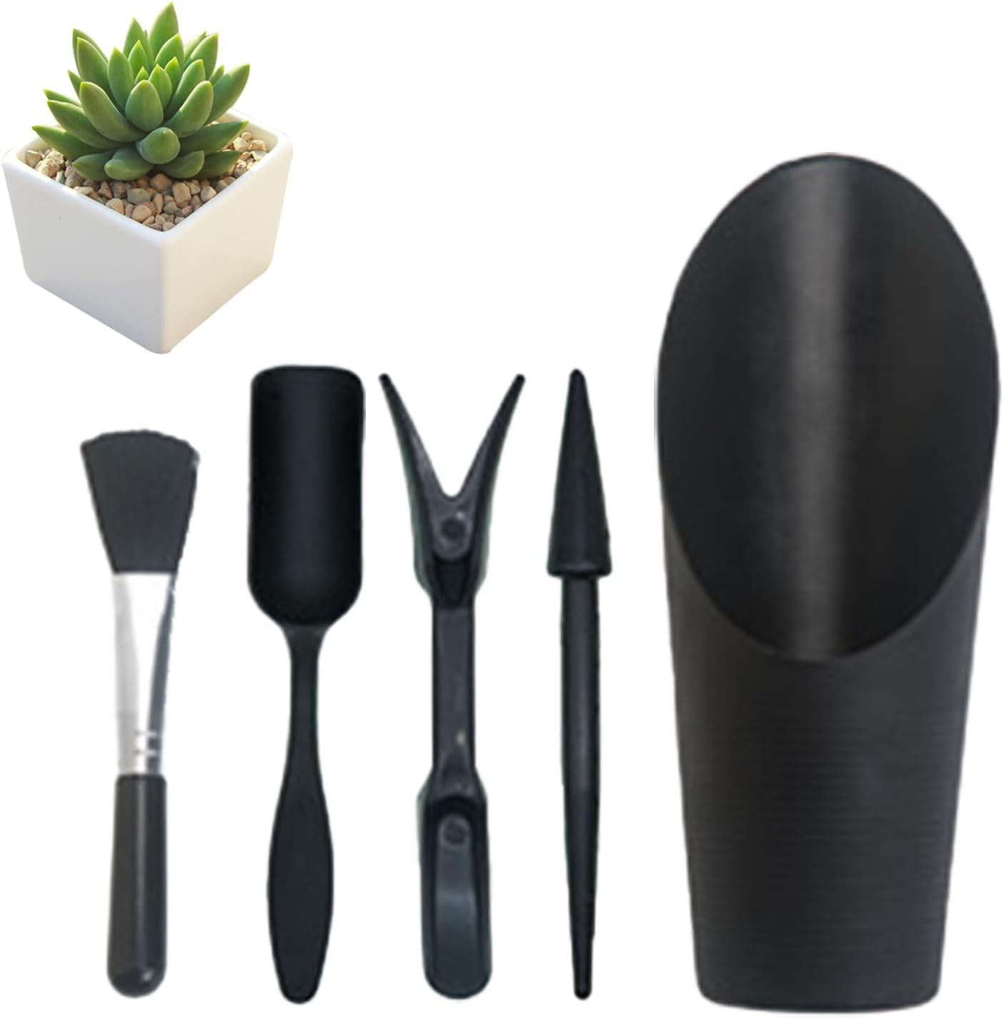 Mini Succulent Tools, 5Pc Planting Tools Kit for Indoor Black/Pink