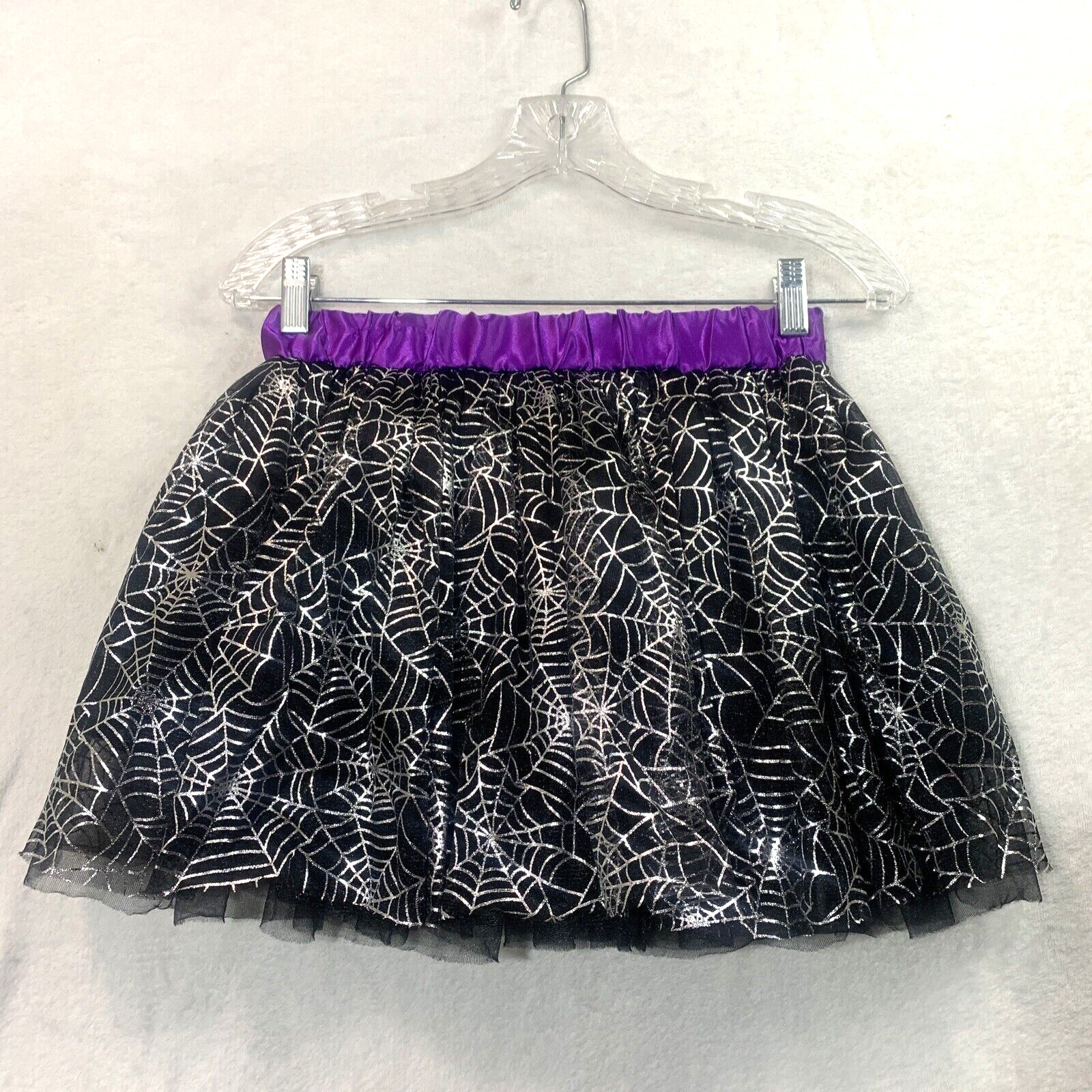 Imagine8 Halloween Tutu Skirt Adult Black Silver Spider Webs Tulle Costume