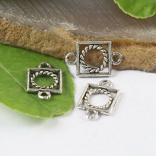 40Pcs Tibetan silver round square charms beads h0106