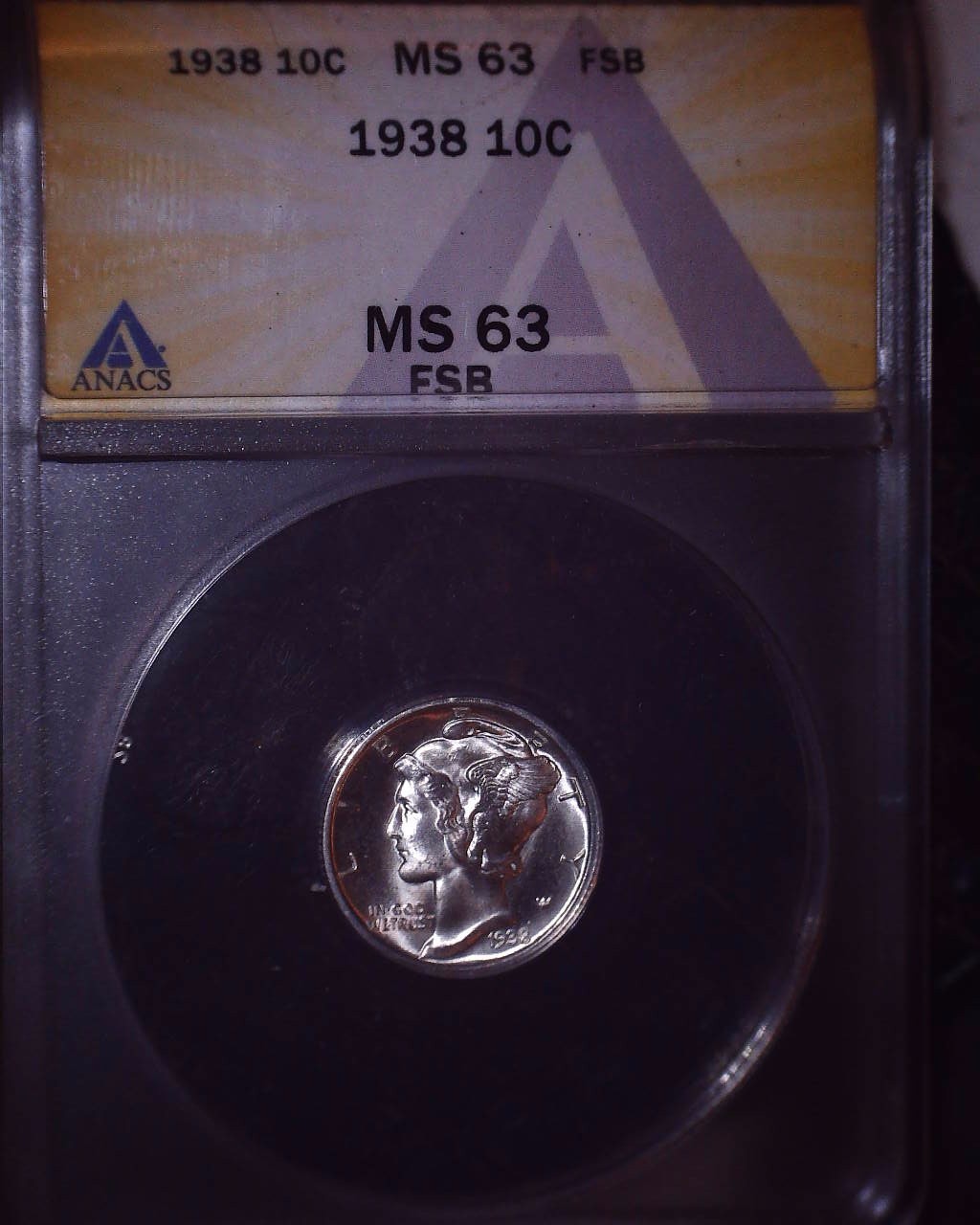 1938 Mercury Dime, ANACS MS63 FSB, Issue Free, Just a Gorgeous Coin