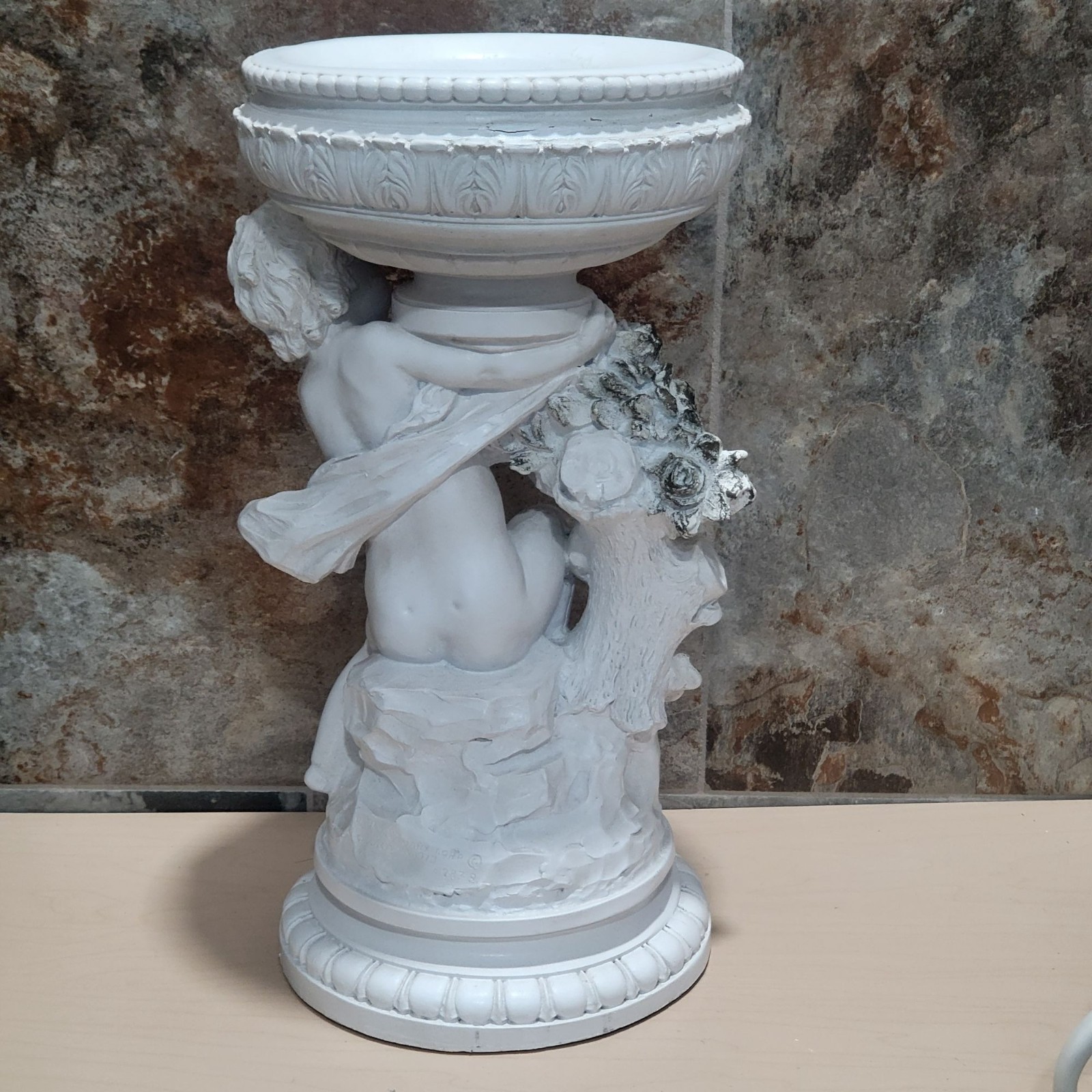 Vintage White Cherub Planter Decorative Garden Statue