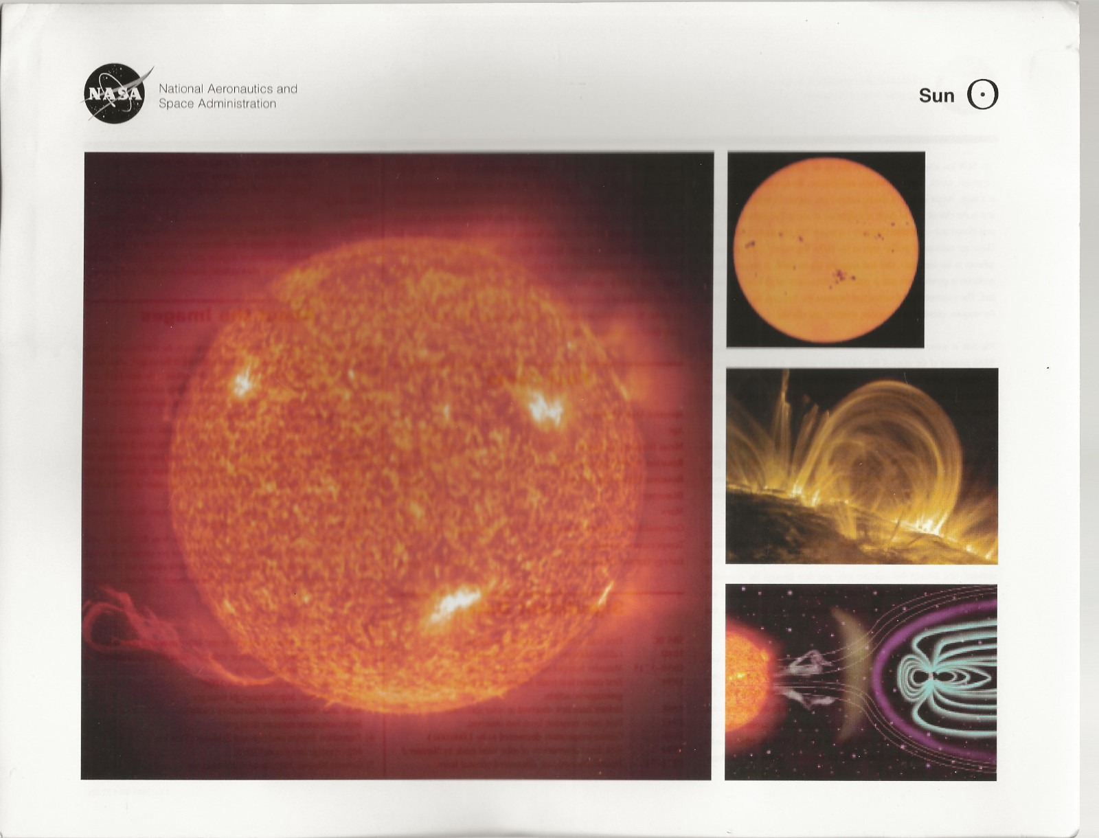 The Sun NASA Educational Offset Lithograph Print Used Good