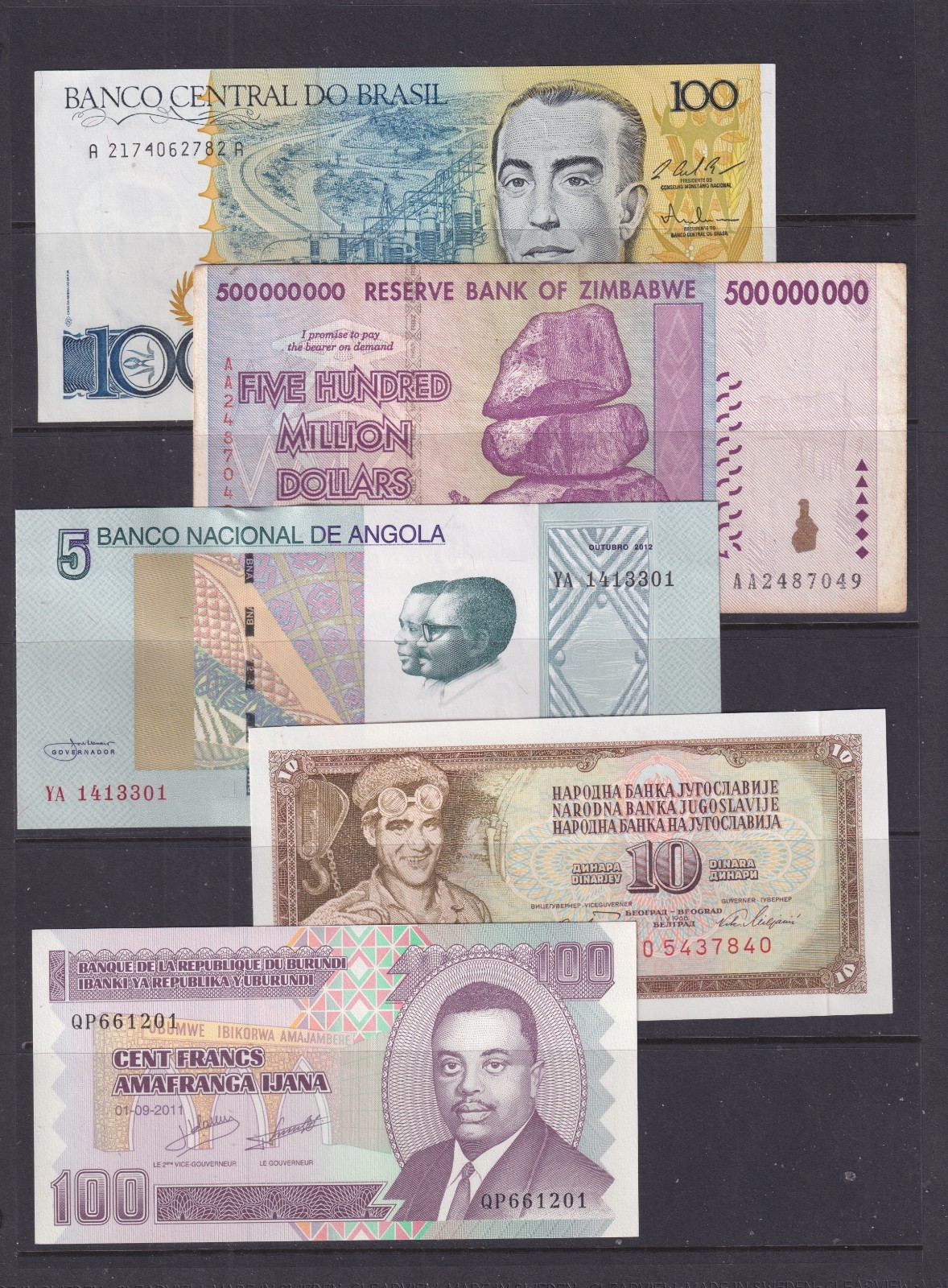 5 Worldwide Uncirculated to Circulated Banknotes - Countries as Shown (743)
