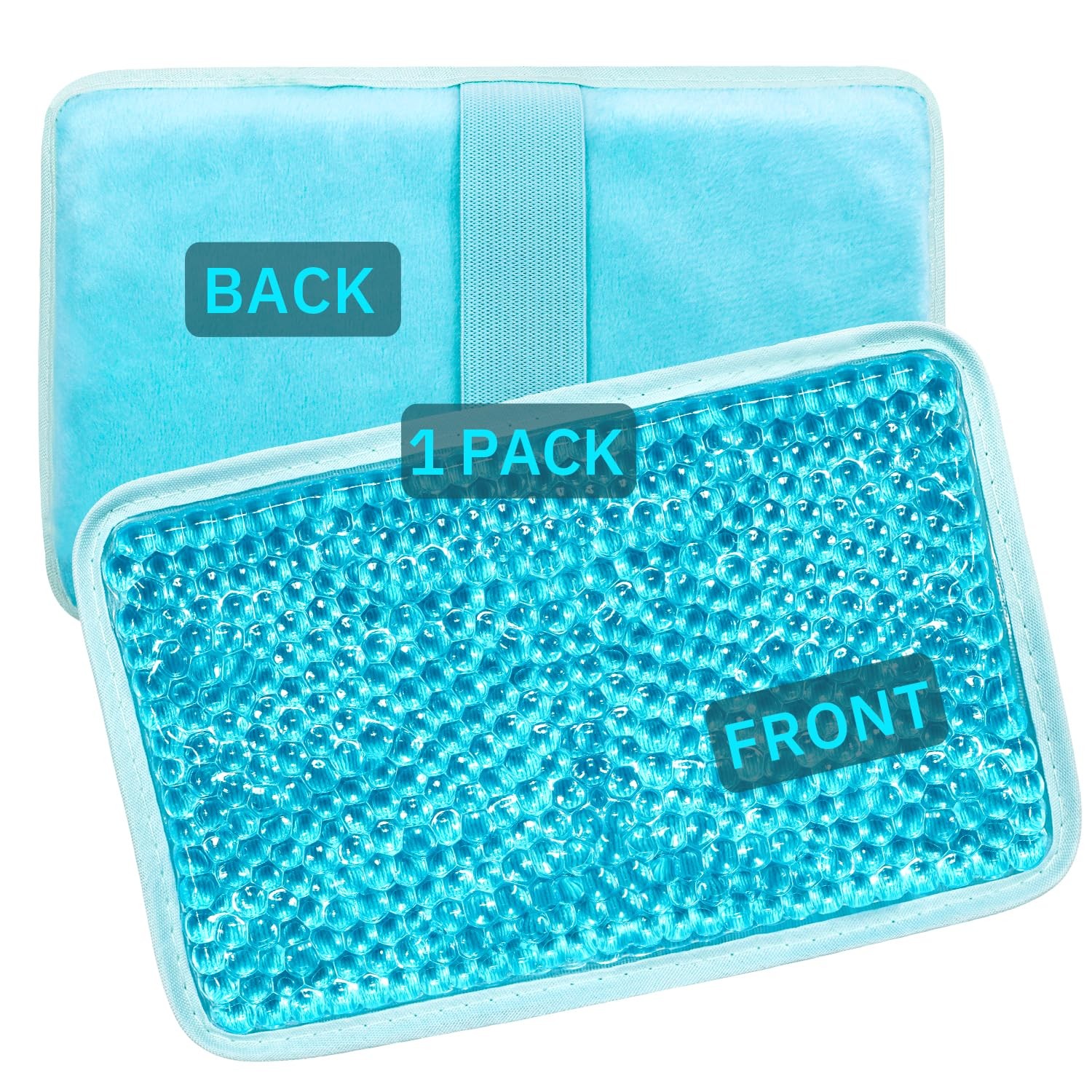 Gel Beads Ice Pack Bag with Strap-1 7.76x4.93 Inch (Pack of 1), Blue