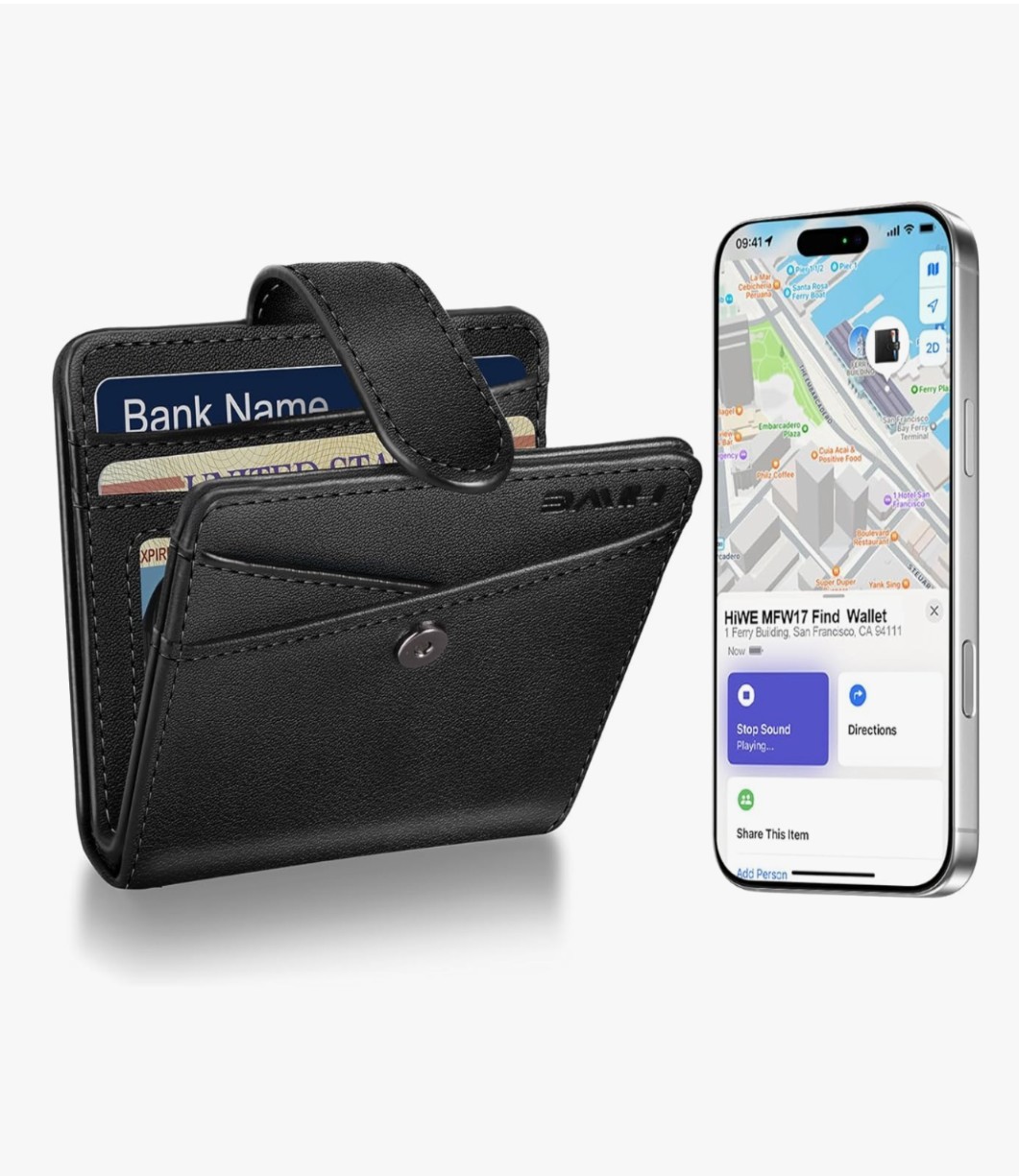 Thin Women's Wallet Tracker Card Apple Find My Black New GPS