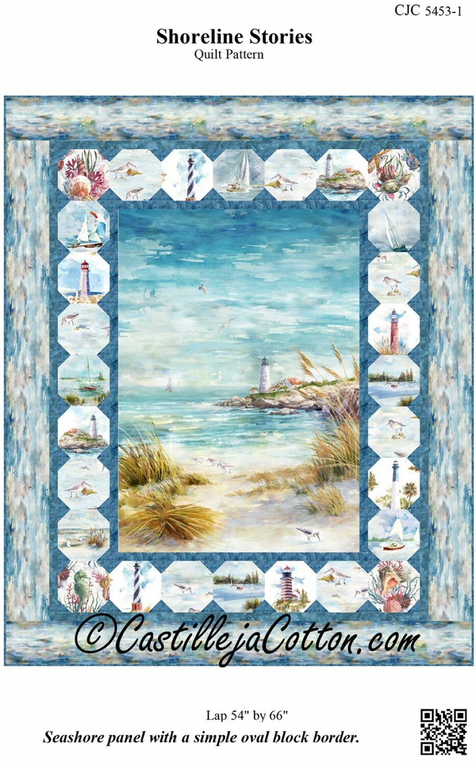 Shoreline Stories Quilt Pattern by Castille ja Cotton Advanced Beginner 54" X 66