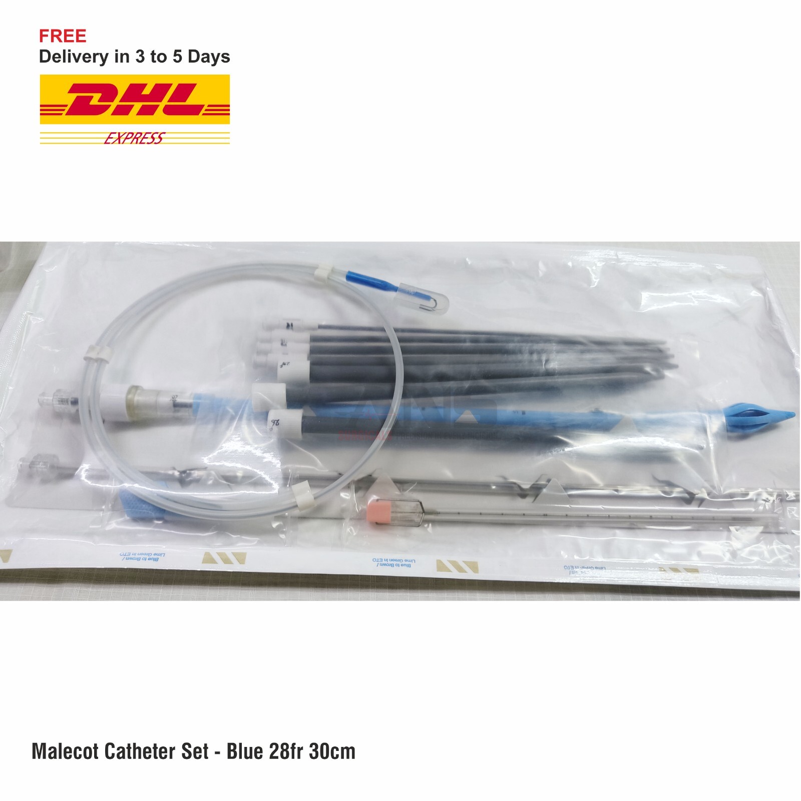 ANS  Malecot catheter set - blue 28fr /30cm
