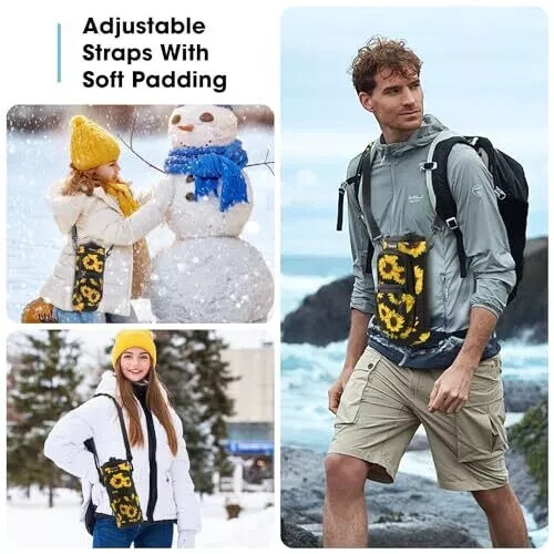 Water Bottle Carrier Bag 25/32/40oz with Phone Pocket, 25 OZ Sunflower