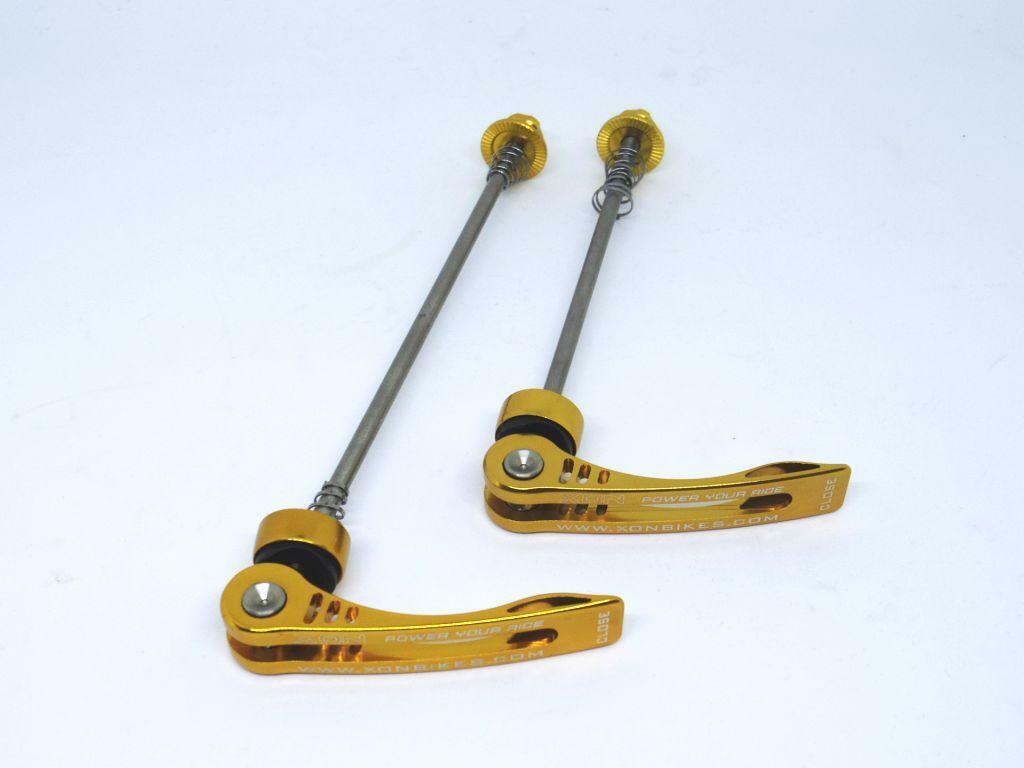 XON Titantium Skewers Quick Release 6061 Alloy T6+Ti axle Front&Rear Gold 64g