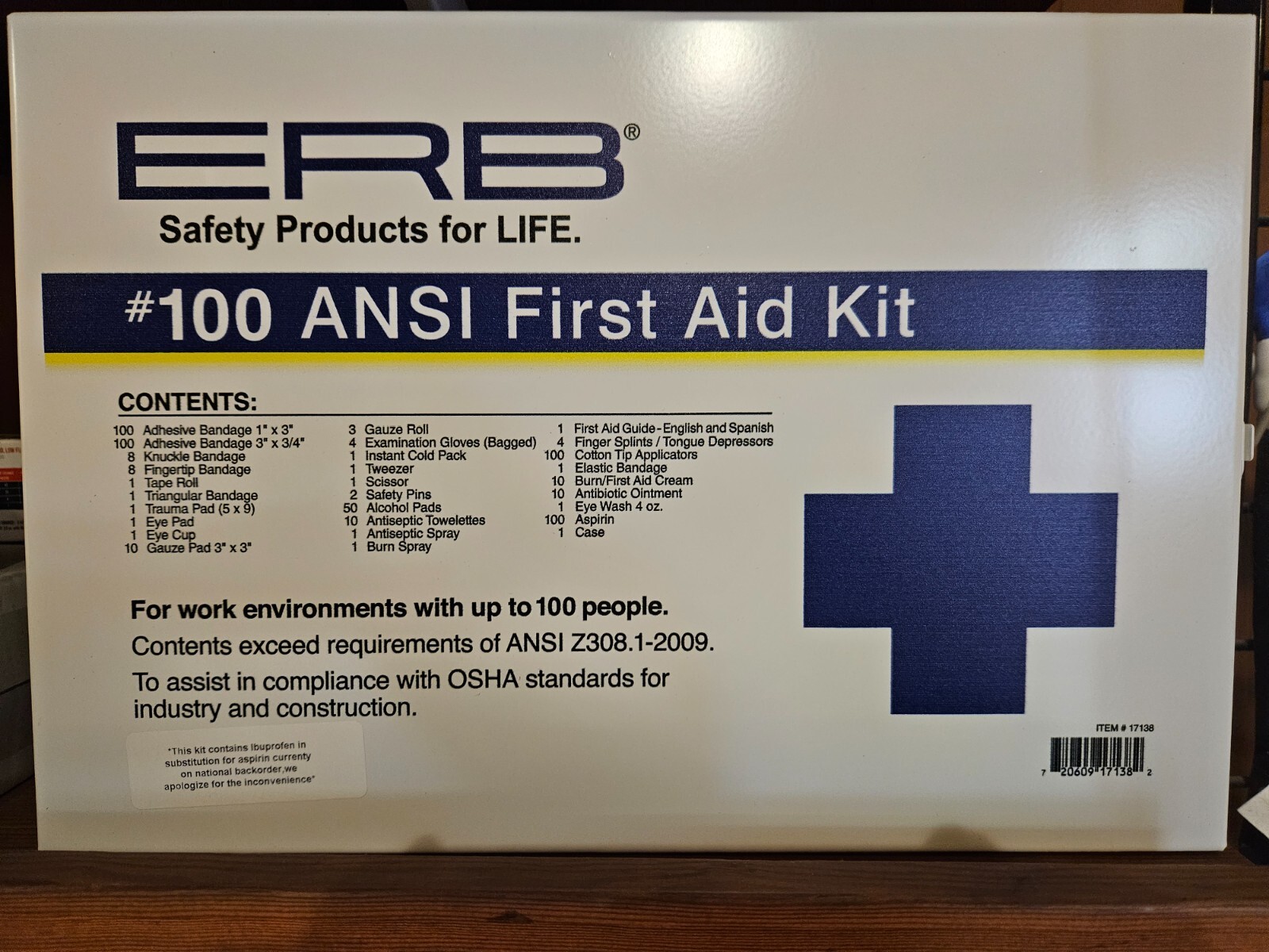 ERB- FIRST AID KITS FOR QTY. OF 10, 25, 50 & 100 PEOPLE IN A WORK ENVIRONMENT