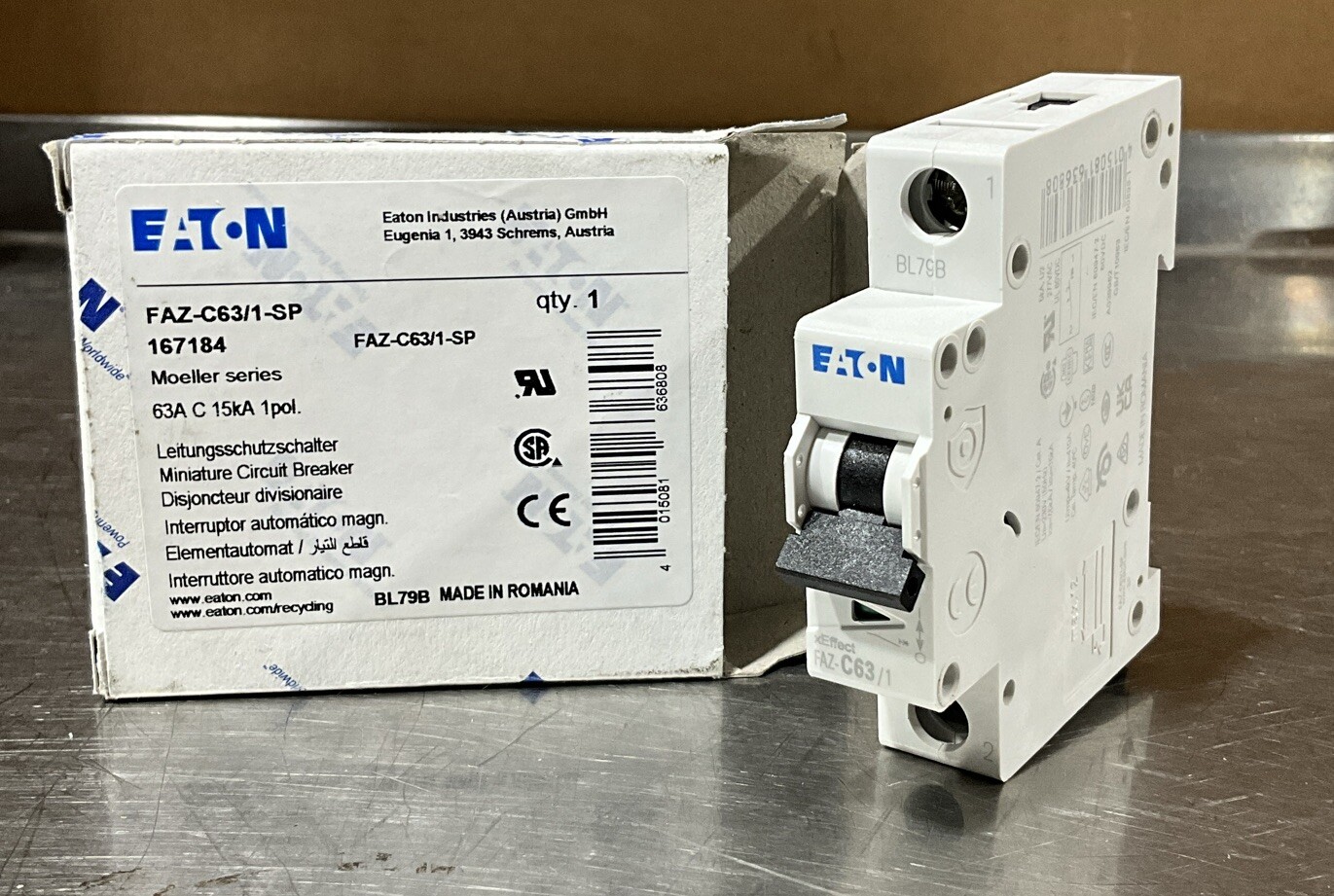 Eaton 167184 FAZ-C63/1-SP Miniature Circuit Breaker MCB FAZ 63A