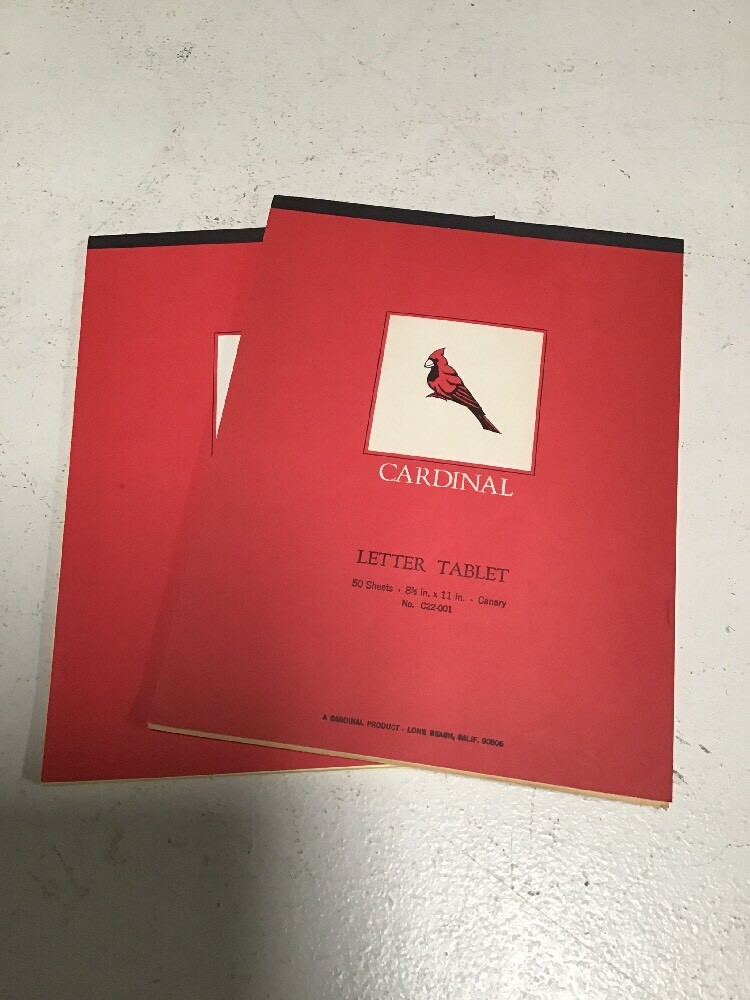 (2) Cardinal Yellow Letter Pads - 50 Sheet - 20 Lb - Letter 8.50" X 11" - 50