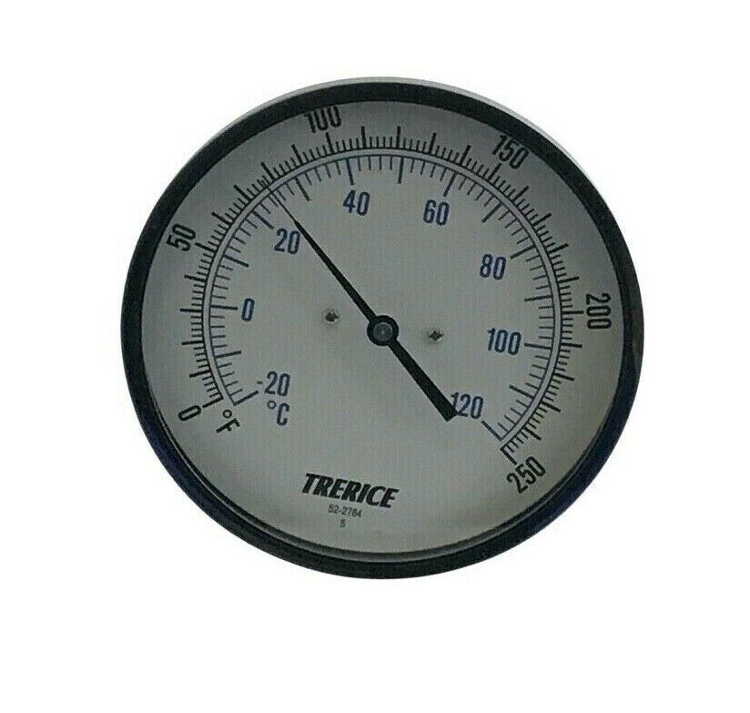 TRERICE ADJUSTABLE ANGLE BIMETAL THERMOMETER 52-2784  5"  DIAL, NEW
