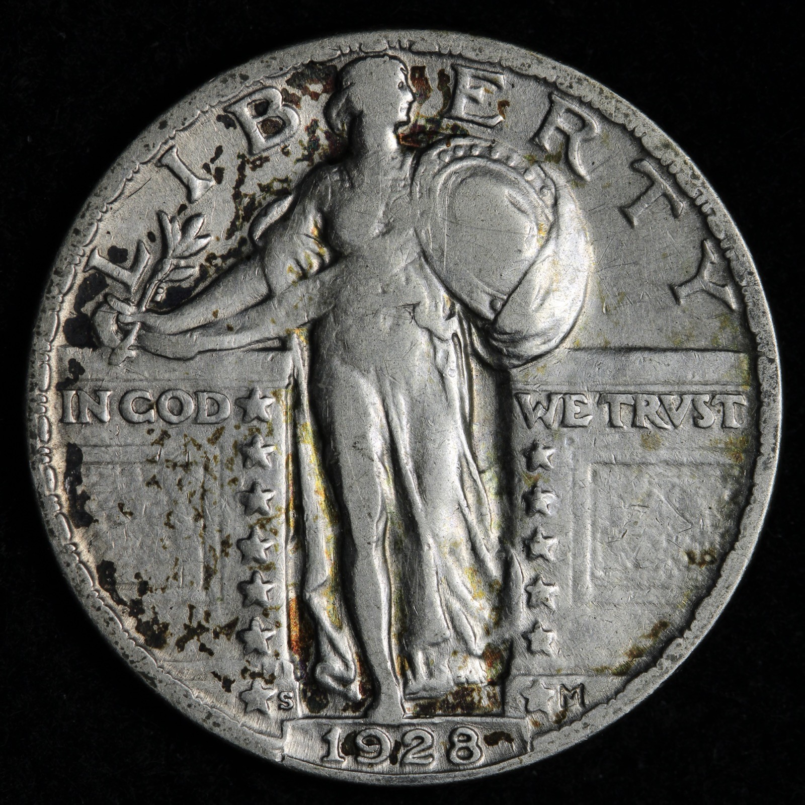1928-S Standing Liberty Silver Quarter VF+ E283 GJDS