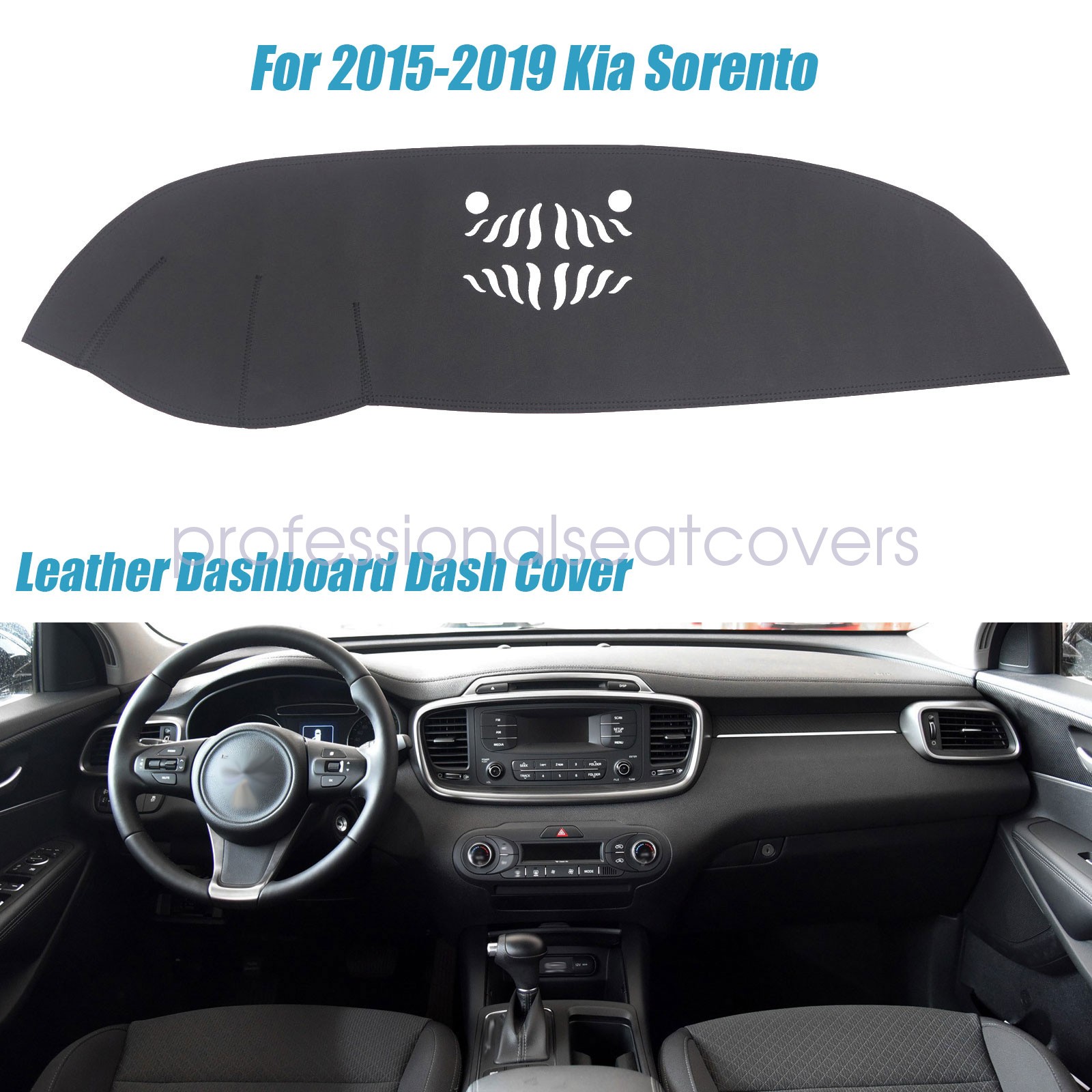 For 2015-2019 Kia Sorento Leather Dashboard Dash Cover Dashmat Carpet Black New