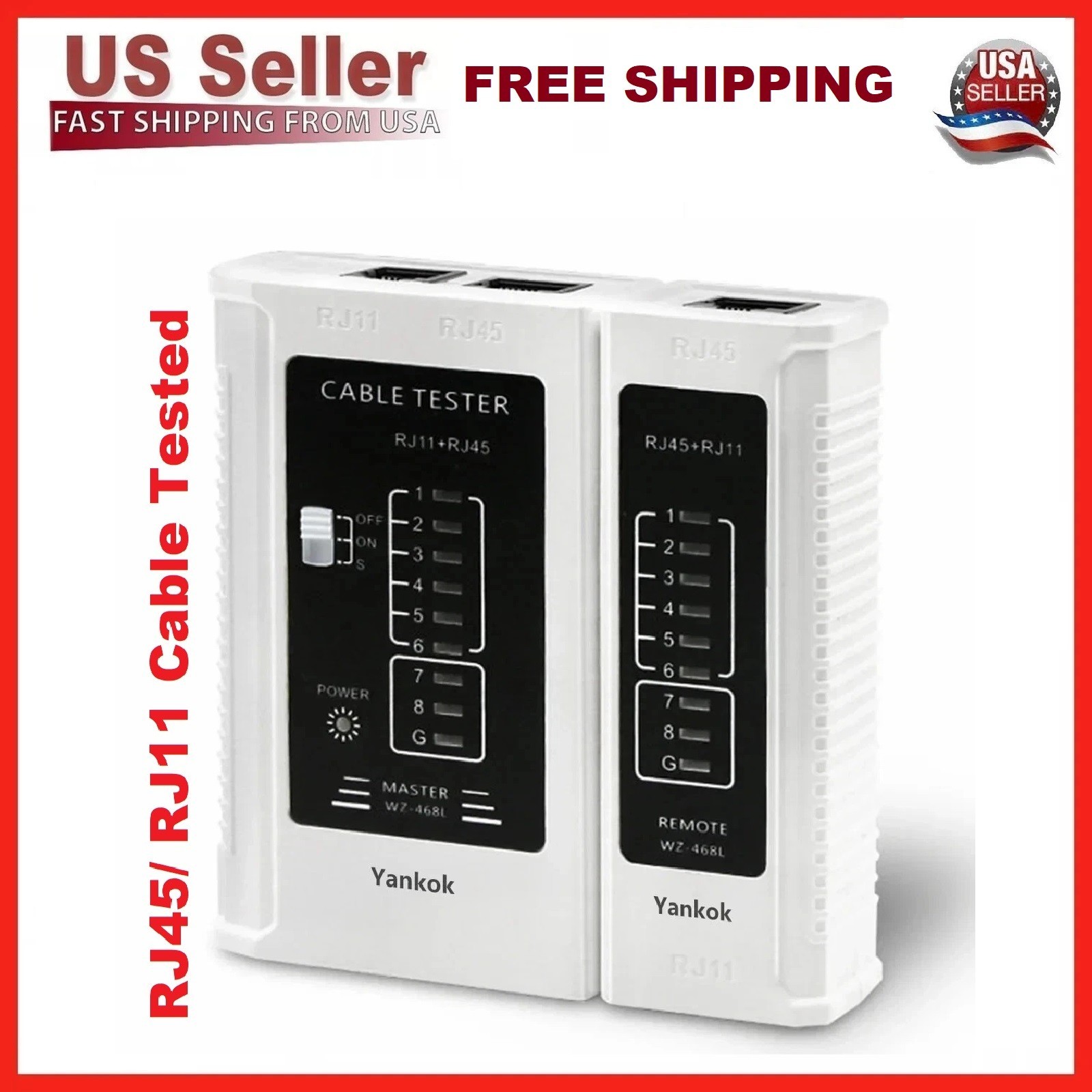 Network Cable Tester Test Tool RJ45 RJ11 RJ12 CAT5 CAT6 UTP USB LAN Wire White