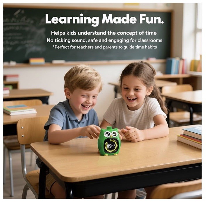Doli Yearning Timer For Kids 99 Minute Cute Owl Digital Countdown Timer (White)