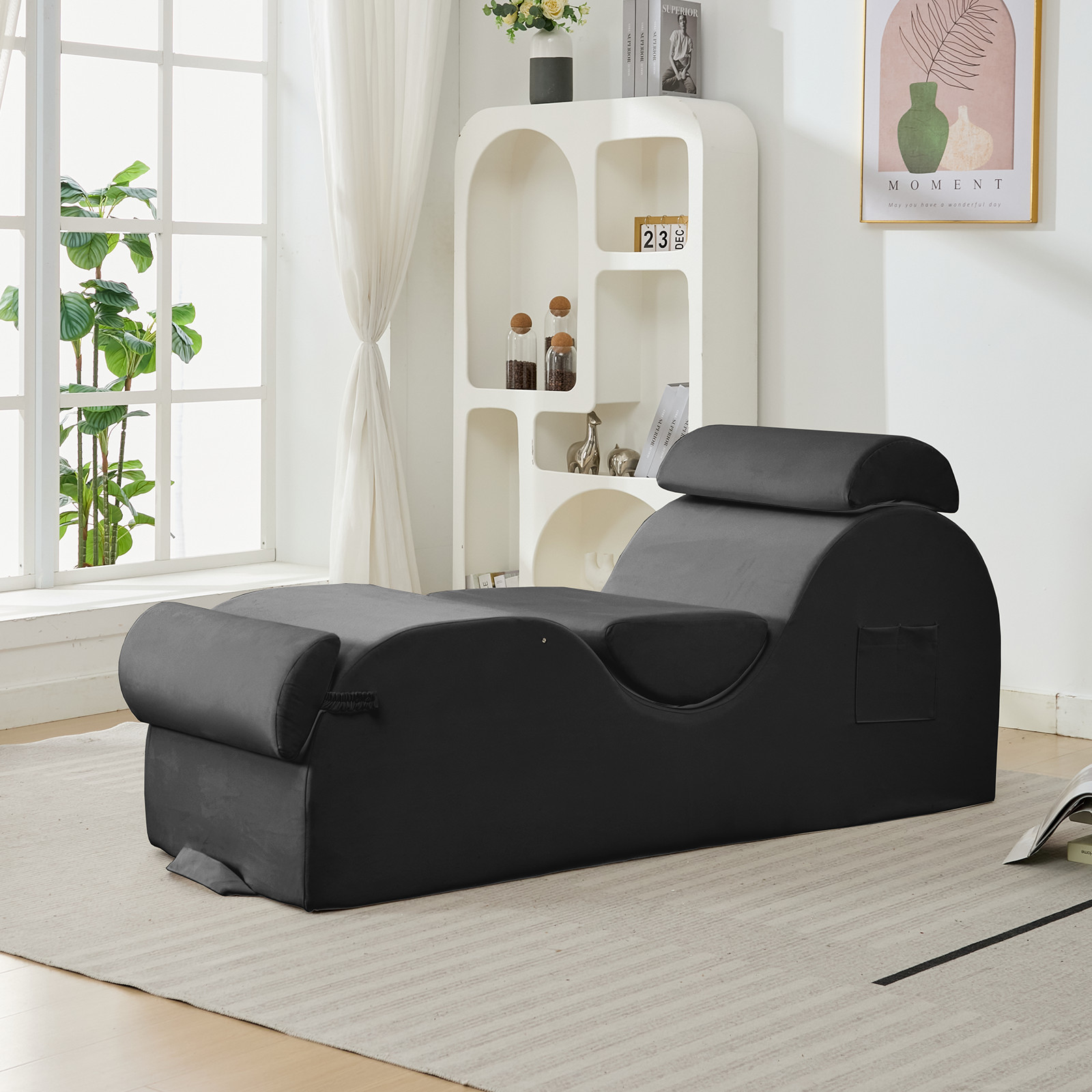 Zafly Yoga Chaise Lounge Indoor, Yoga Chaise, Ergonomic Reading Chair for Adults