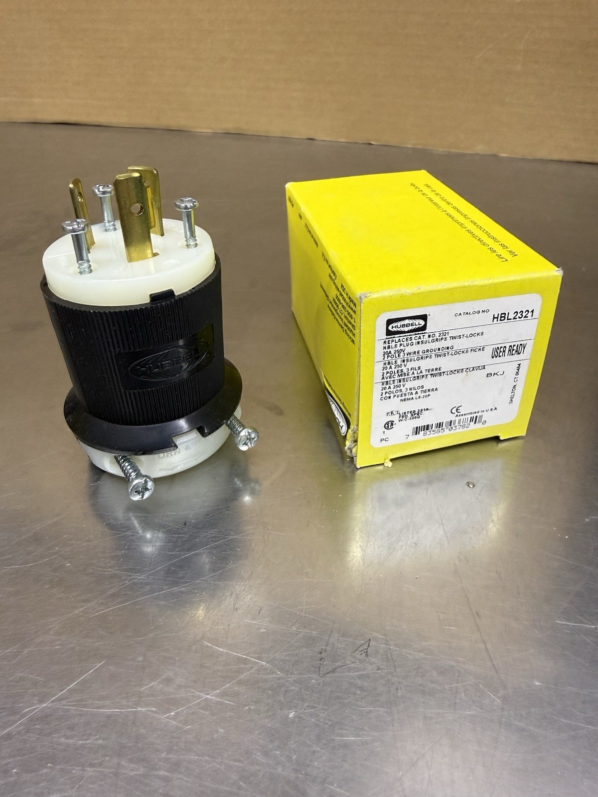 Hubbell HBL2321 Twist Lock Plug 20A 250V New Old Stock Made In USA