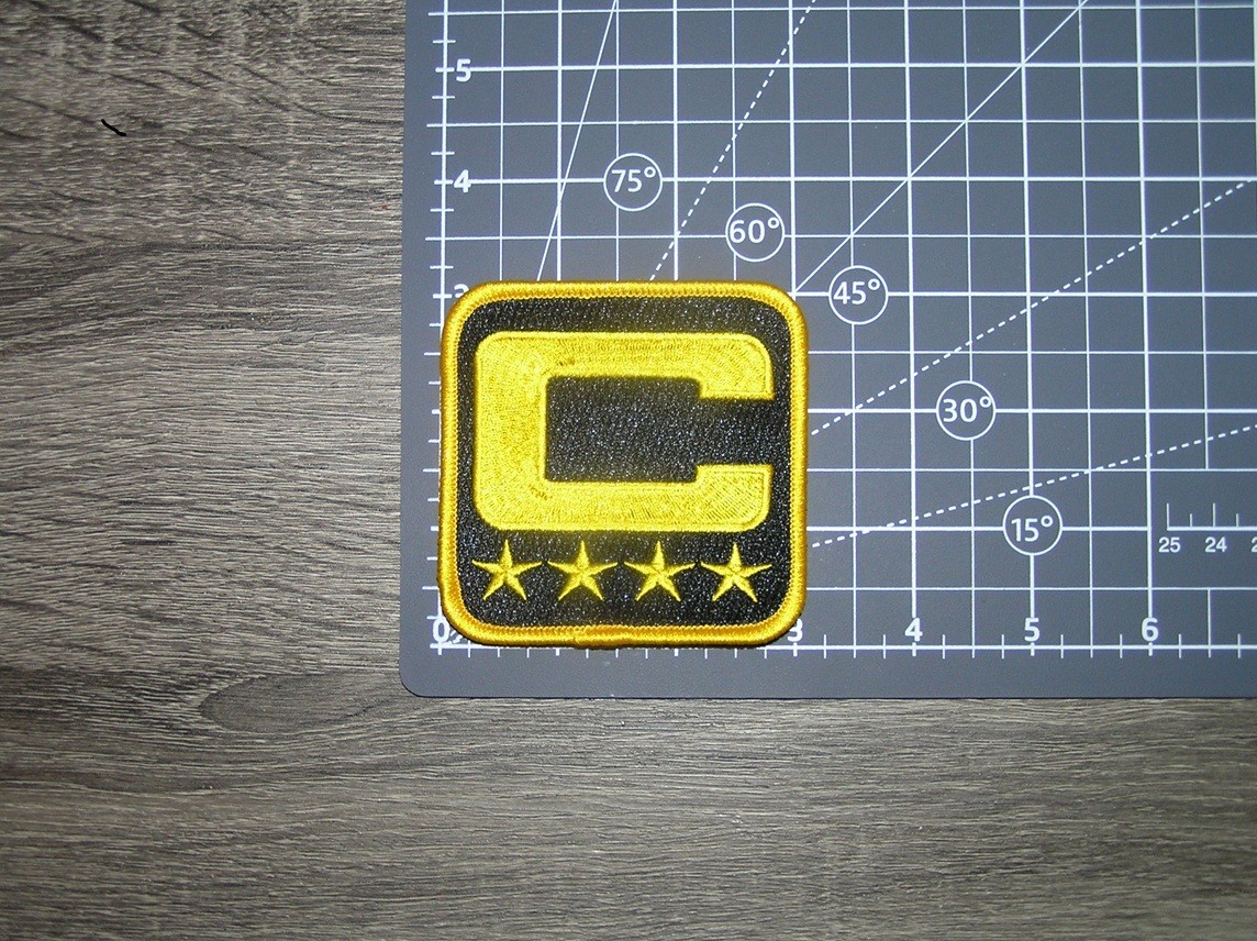 Black Captain C Patch 4 Star (All Gold) Embroidered Iron On Patch 3" x 3"