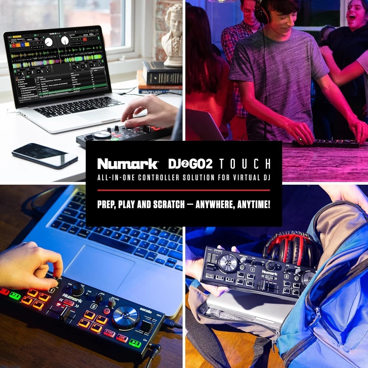 DJ2GO2 Touch - Portable DJ Controller with Access to Major Streaming Services