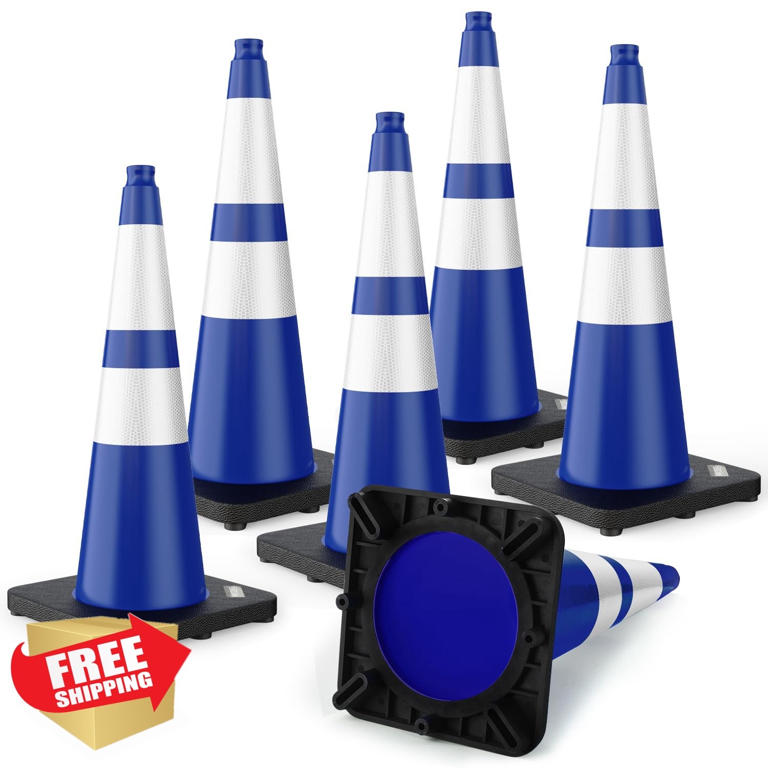 BATTIFE Traffic Cones with Black Weighted Base, PVC Safety Cones for Traffic ...