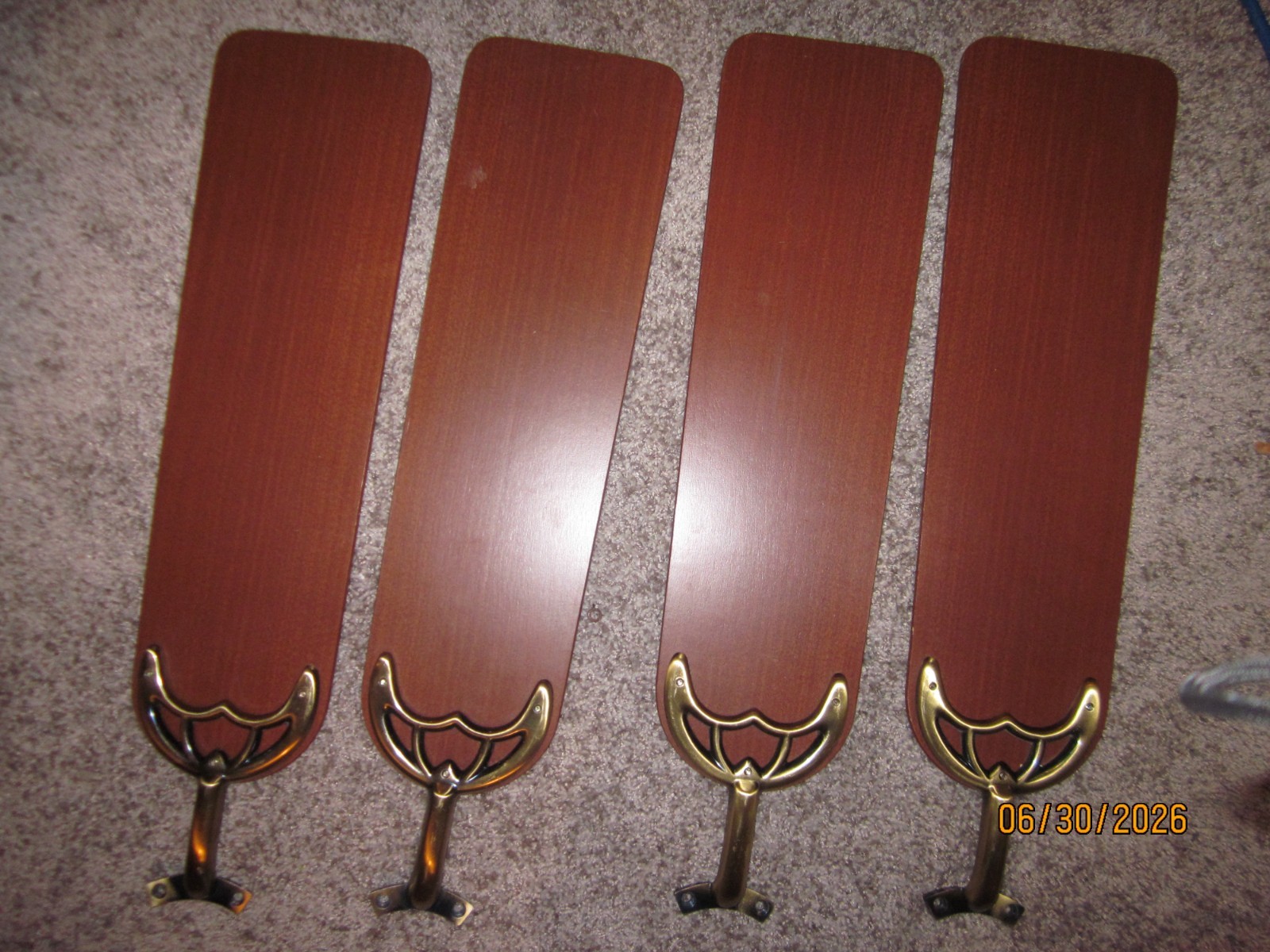 Hunter Original Fan blades for a 52" Fan,   Antique brass arms, Screws Grommets