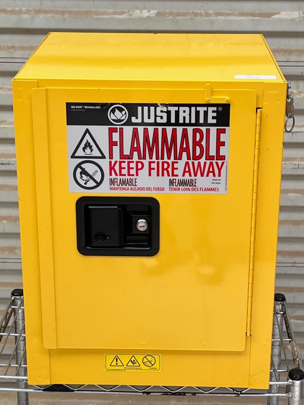 JUSTRITE 890420 Sure-Grip EX Flammable Liquid Storage Cabinet, 4 Gallon, Yellow