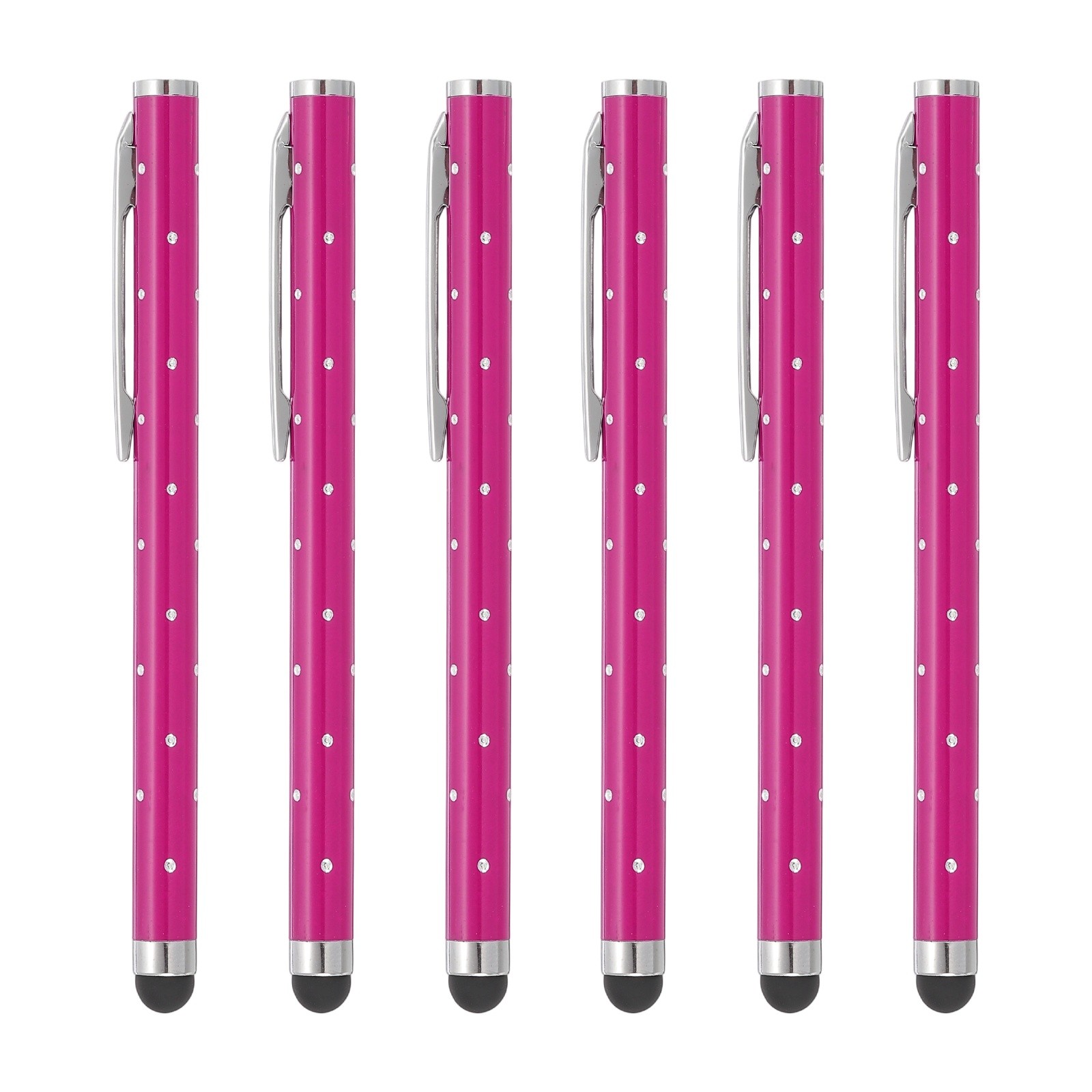 6 Pcs Bling Crystal Stylus Pens for Touch Screens, Rose Red